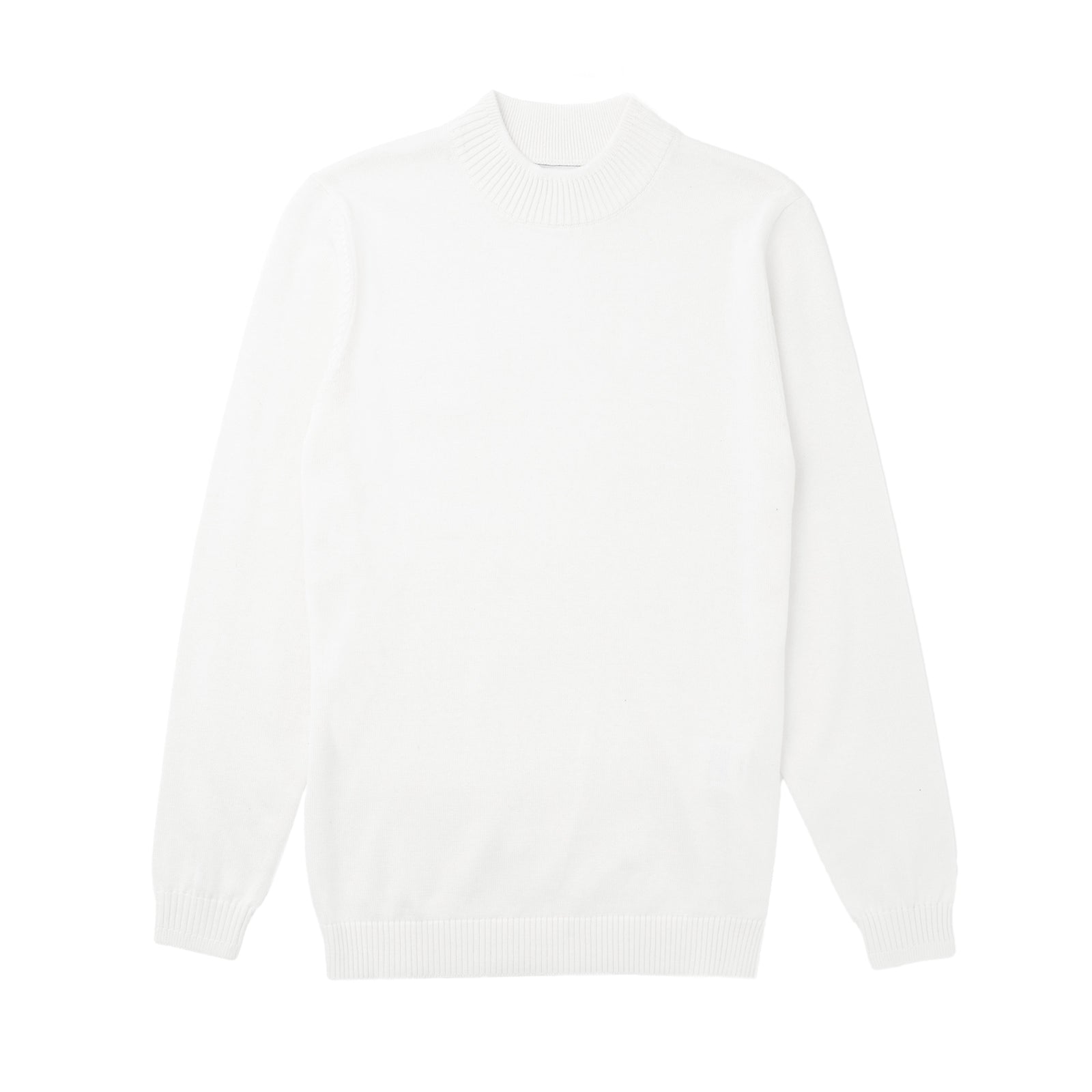 Long Sleeve Mock Neck Sweater by Lorenzo Franco - White - sweater | New York Man Suits