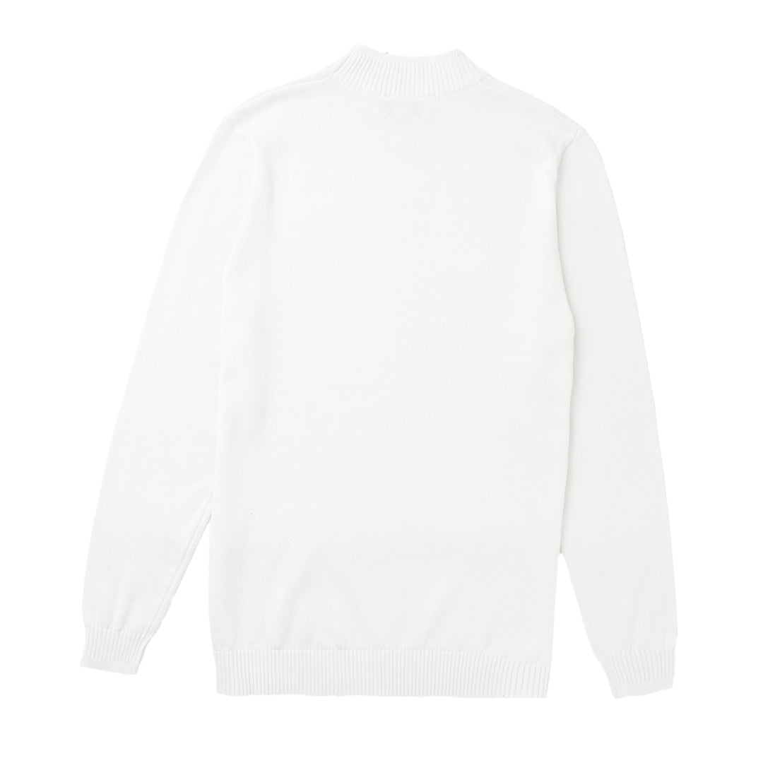 Long Sleeve Mock Neck Sweater by Lorenzo Franco - White