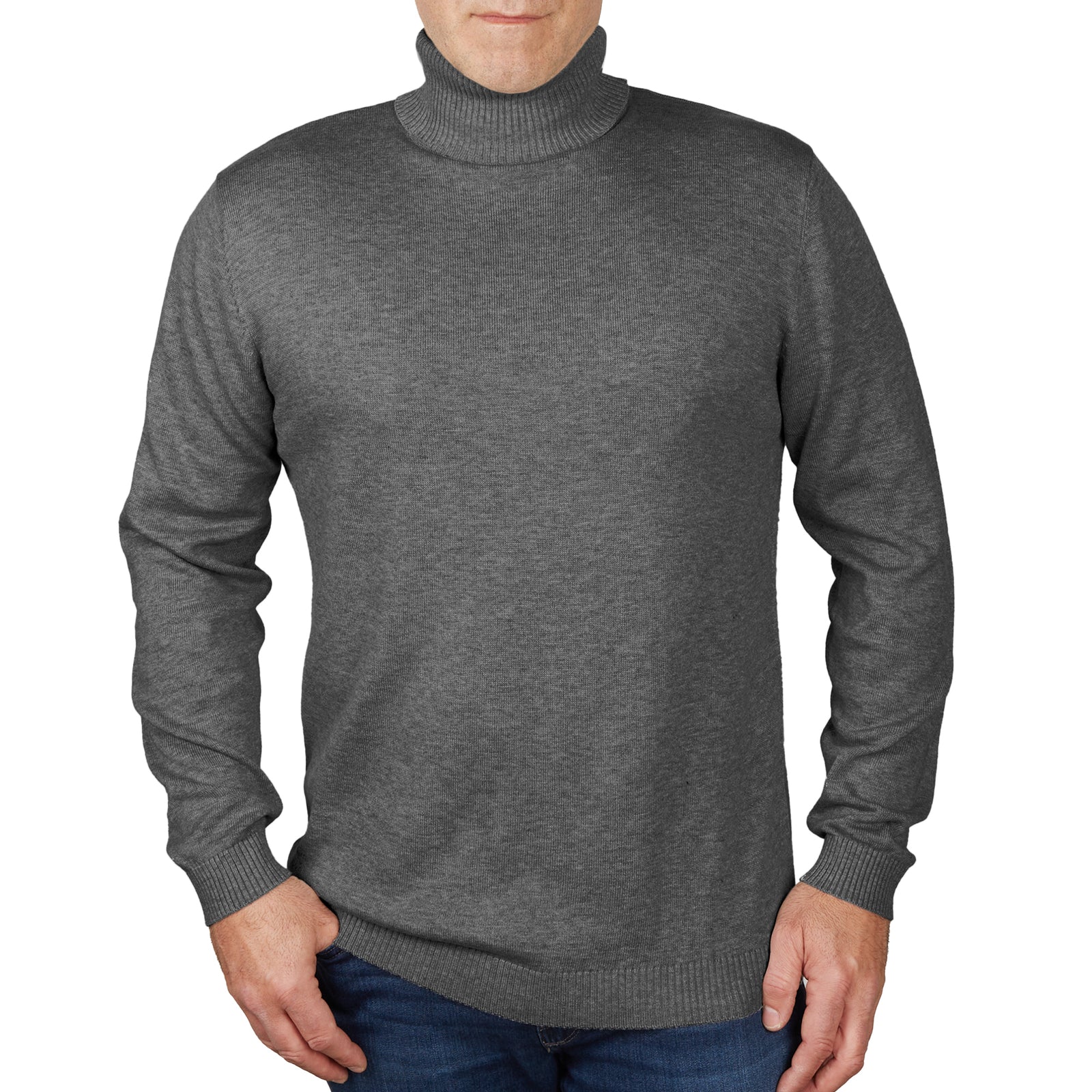 Long Sleeve Turtle Neck Sweater by Lorenzo Franco - Charcoal - sweater | New York Man Suits