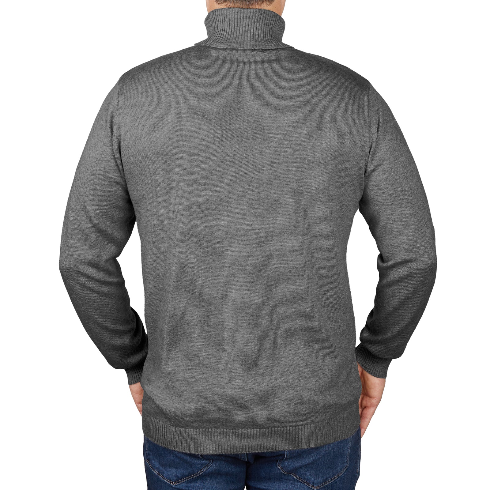 Long Sleeve Turtle Neck Sweater by Lorenzo Franco - Charcoal - sweater - view 2 | New York Man Suits