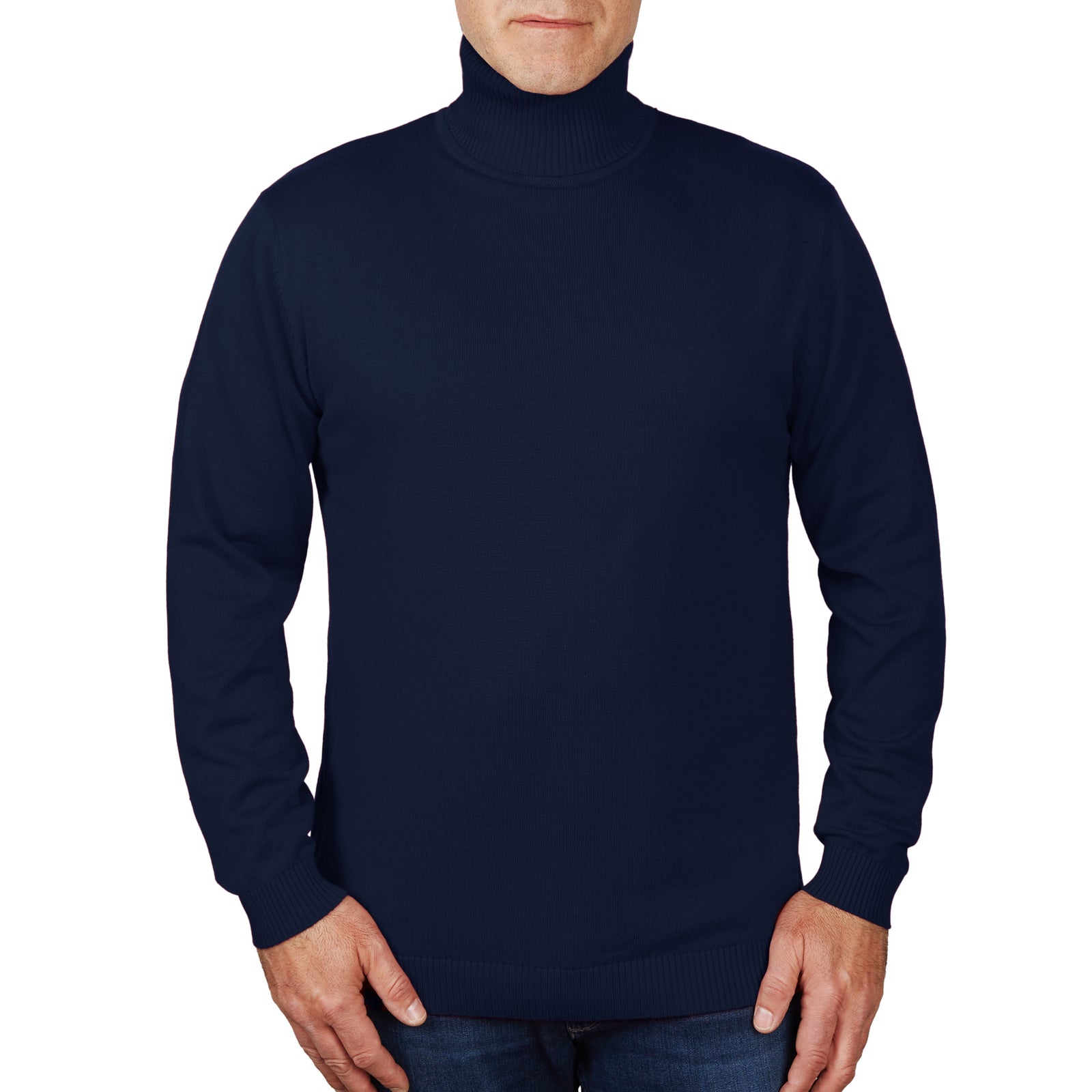 Long Sleeve Turtle Neck Sweater by Lorenzo Franco - Cobalt Blue - sweater - view 2 | New York Man Suits