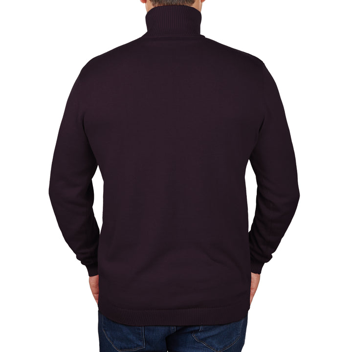 Long Sleeve Turtle Neck Sweater by Lorenzo Franco - Eggplant