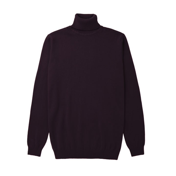 Long Sleeve Turtle Neck Sweater by Lorenzo Franco - Eggplant