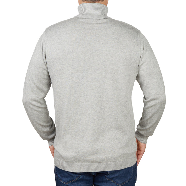 Long Sleeve Turtle Neck Sweater by Lorenzo Franco - Light Grey