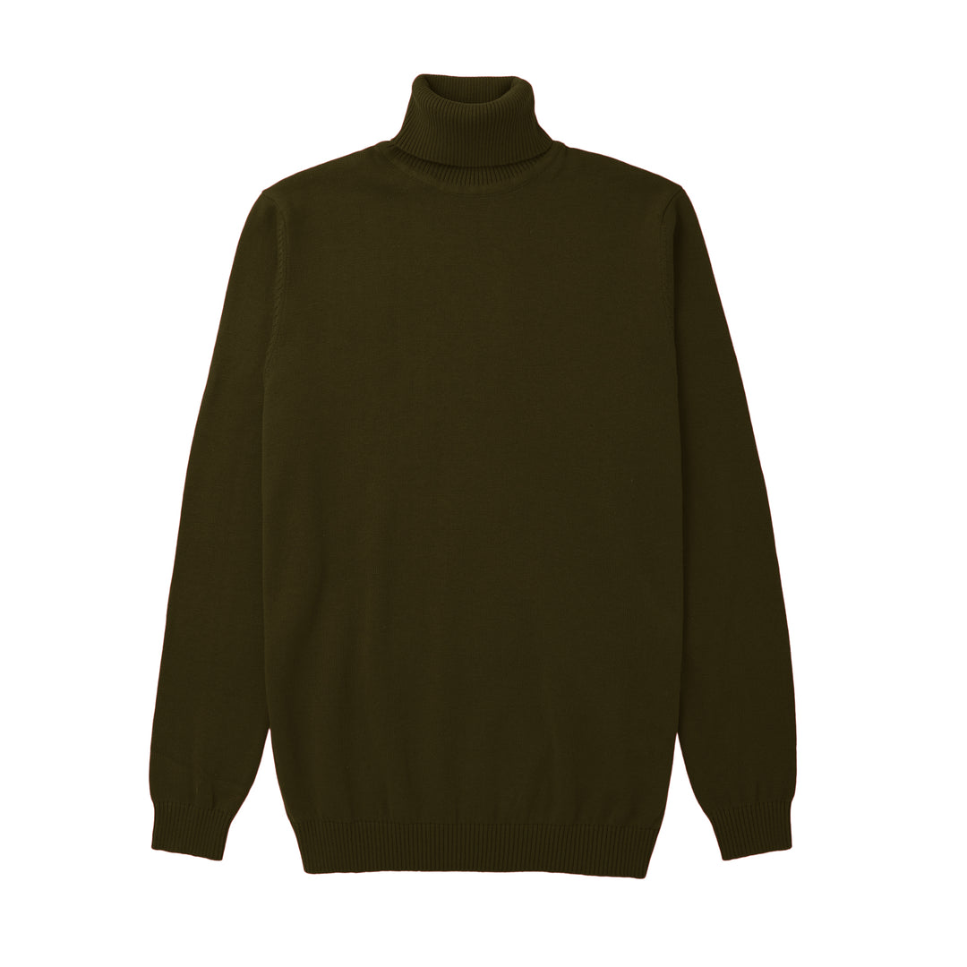 Long Sleeve Turtle Neck Sweater by Lorenzo Franco - Olive