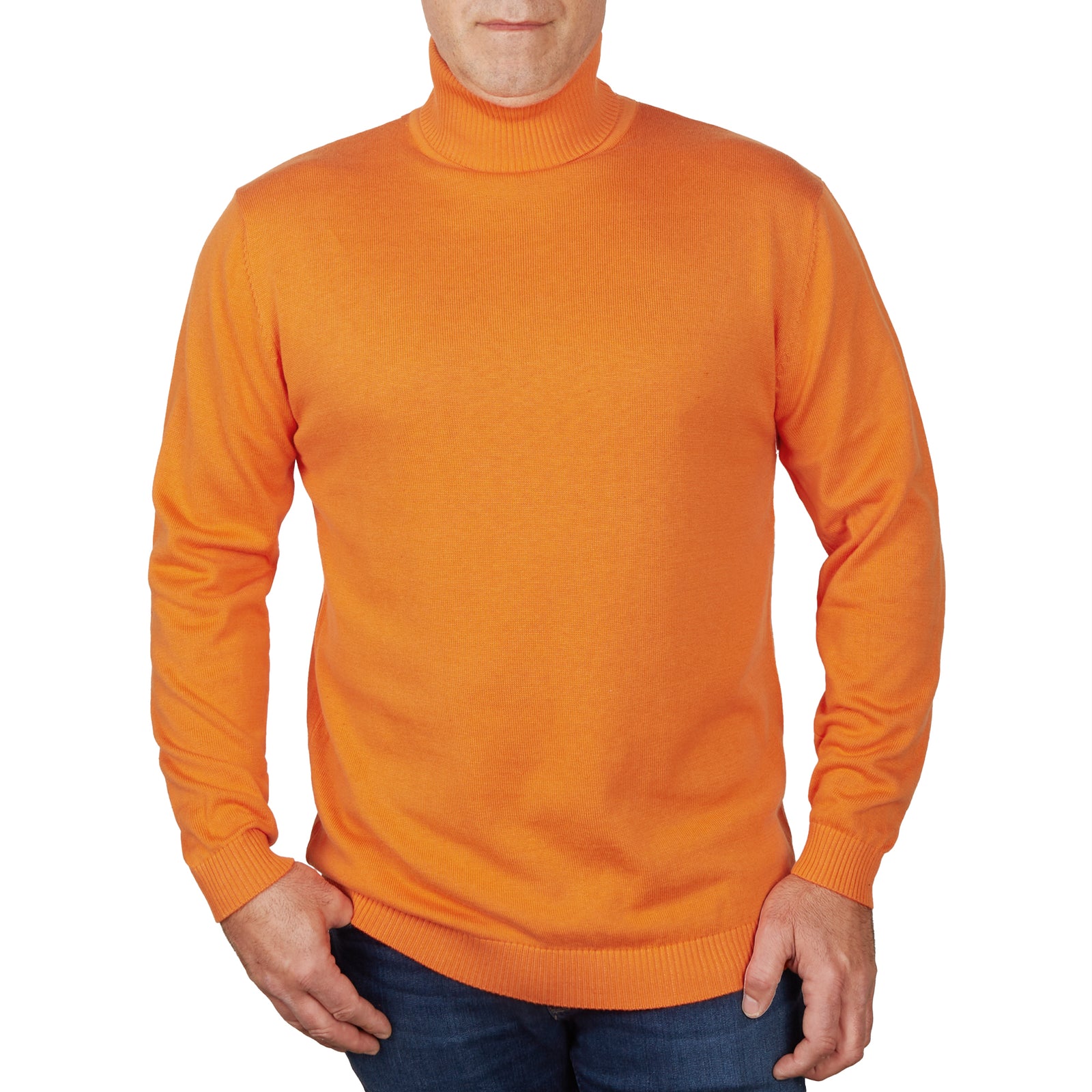 Long Sleeve Turtle Neck Sweater by Lorenzo Franco - Orange - sweater - view 2 | New York Man Suits