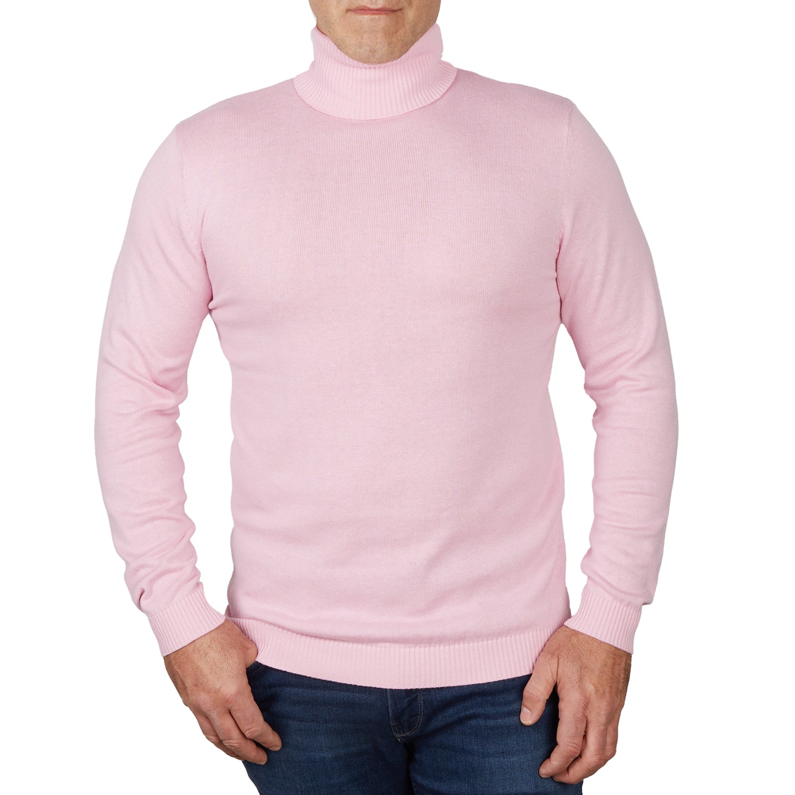 Long Sleeve Turtle Neck Sweater by Lorenzo Franco - Pink - sweater - view 2 | New York Man Suits