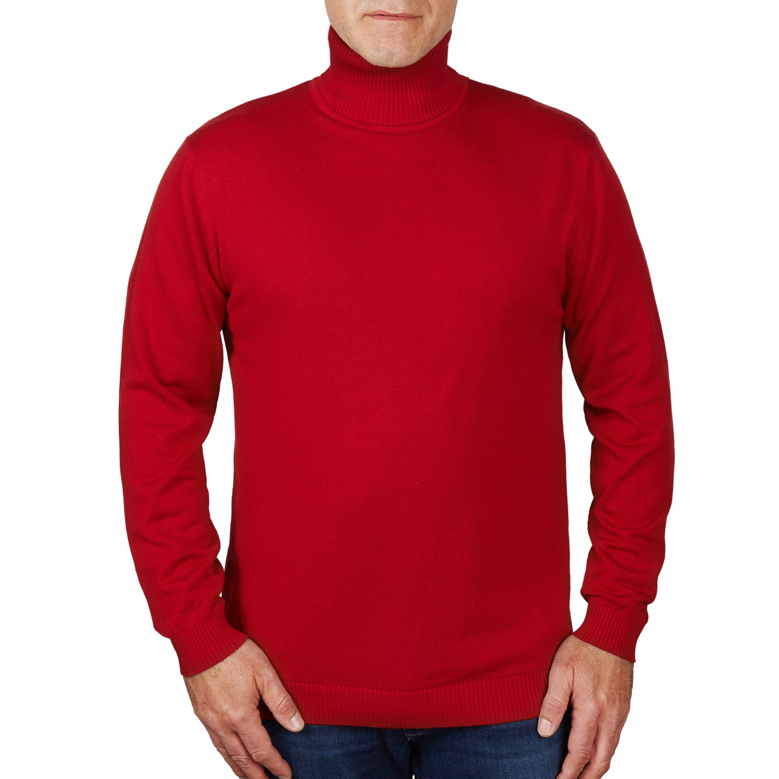 Long Sleeve Turtle Neck Sweater by Lorenzo Franco - Red - sweater - view 2 | New York Man Suits