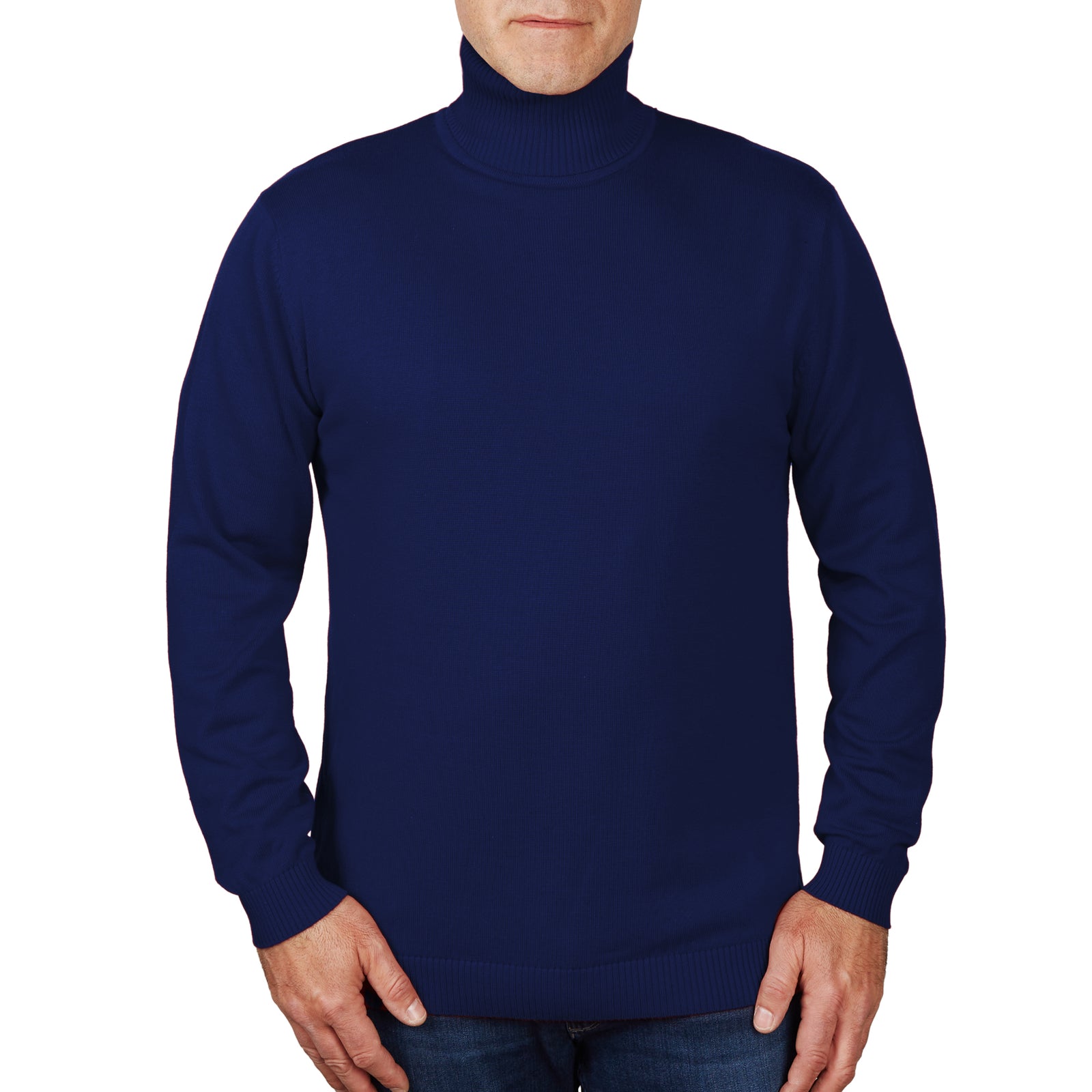Long Sleeve Turtle Neck Sweater by Lorenzo Franco - Royal Blue - sweater - view 2 | New York Man Suits