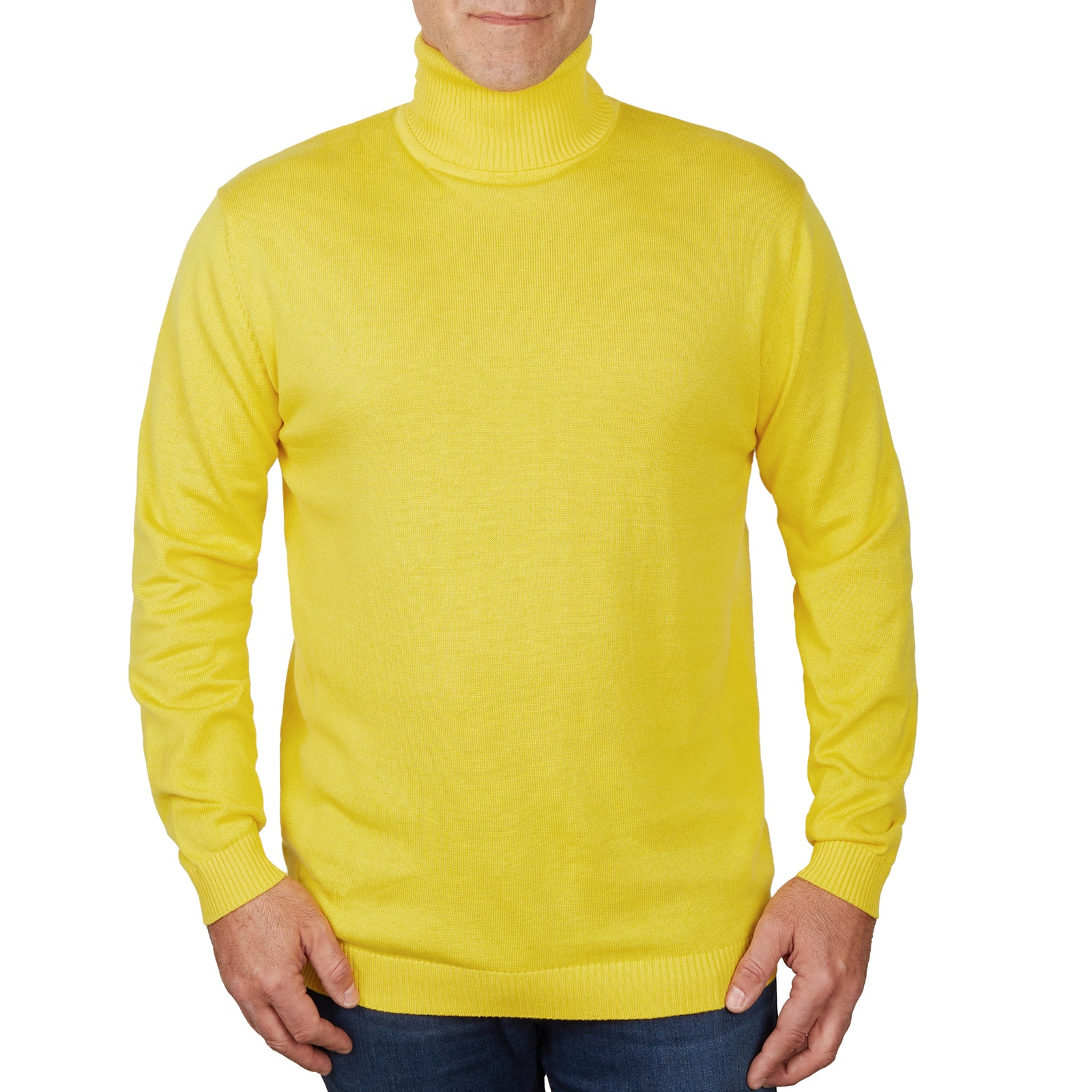 Long Sleeve Turtle Neck Sweater by Lorenzo Franco-Yellow - sweater - view 2 | New York Man Suits
