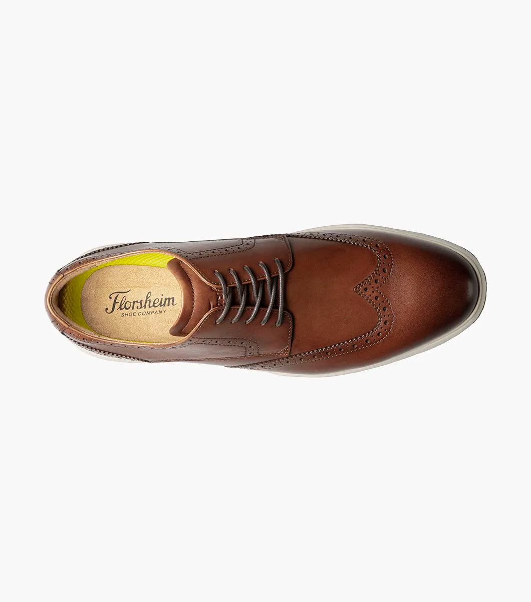 Florsheim Dash Wingtip Oxford Sneaker Shoe (Wide Width) - Cognac