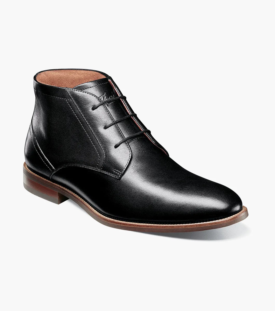 Florsheim "Rucci" Plain Toe Chukka Boot - Black - shoes | New York Man Suits