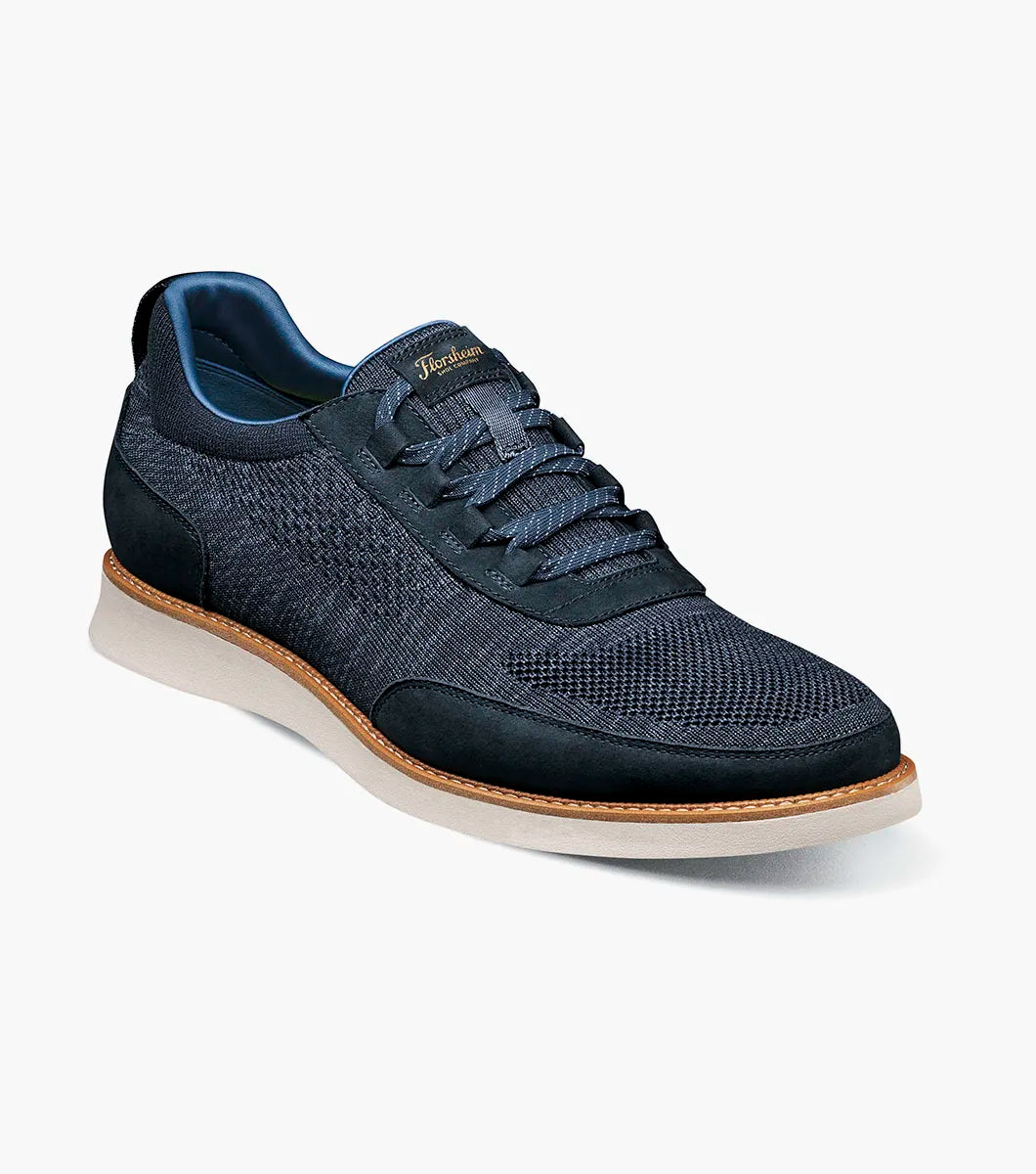 Florsheim "Launch" Knit Elastic Lace Moc Toe Slip On - Navy - sweater | New York Man Suits