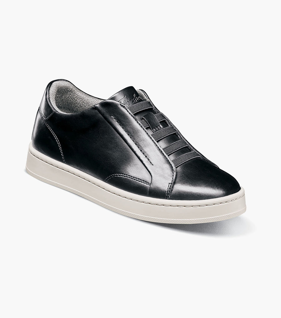 Florsheim Monopoli Jr. boys elastic lace-to-toe dress sneaker in Black Multi