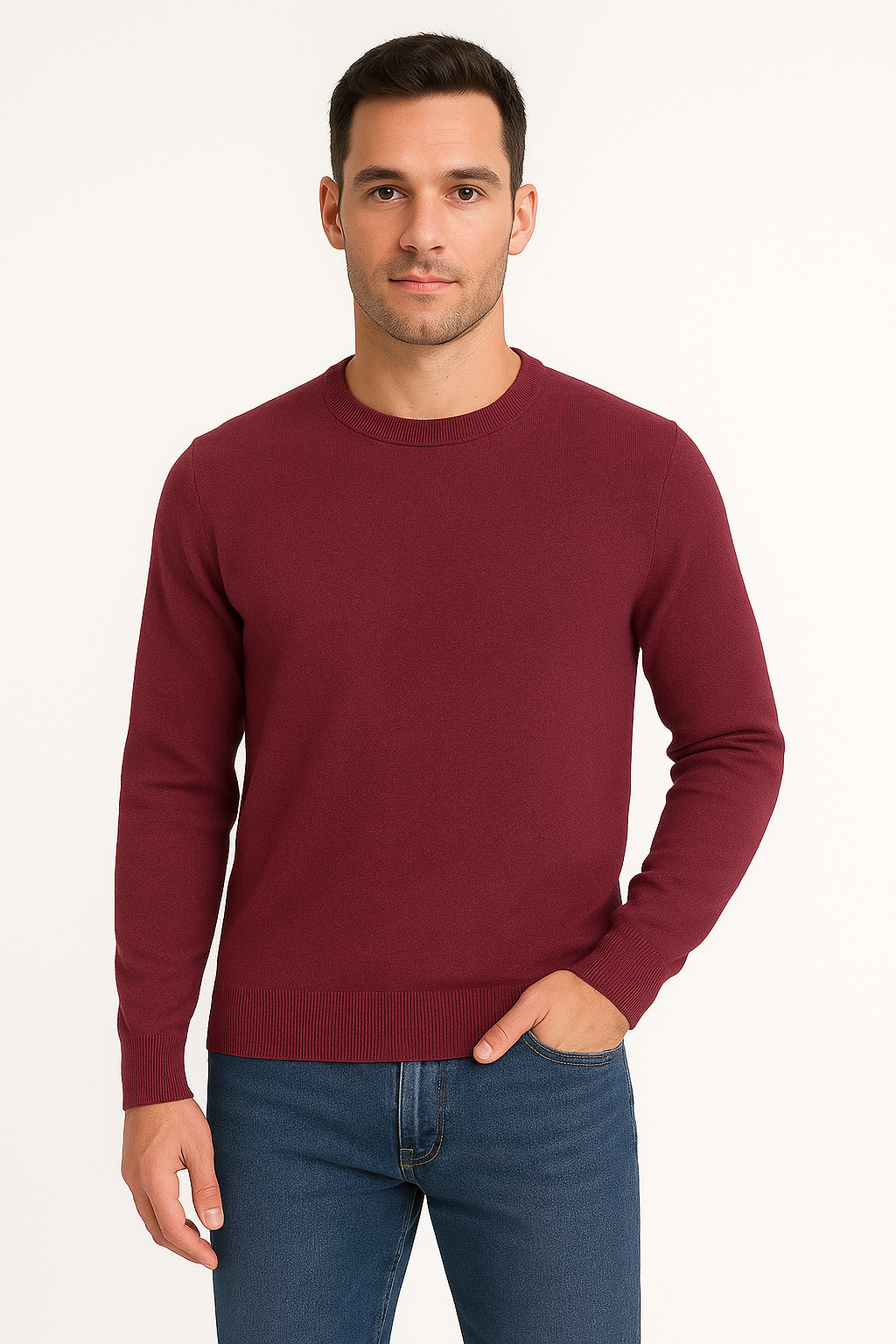 Proper Sport Cotton Silk Crew Neck Sweater - sweater in Brown - view 2 | New York Man Suits