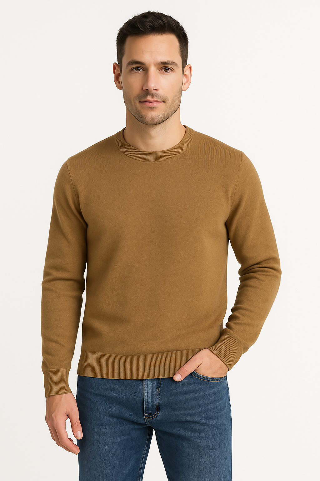 Proper Sport Cotton Silk Crew Neck Sweater - sweater in Brown | New York Man Suits