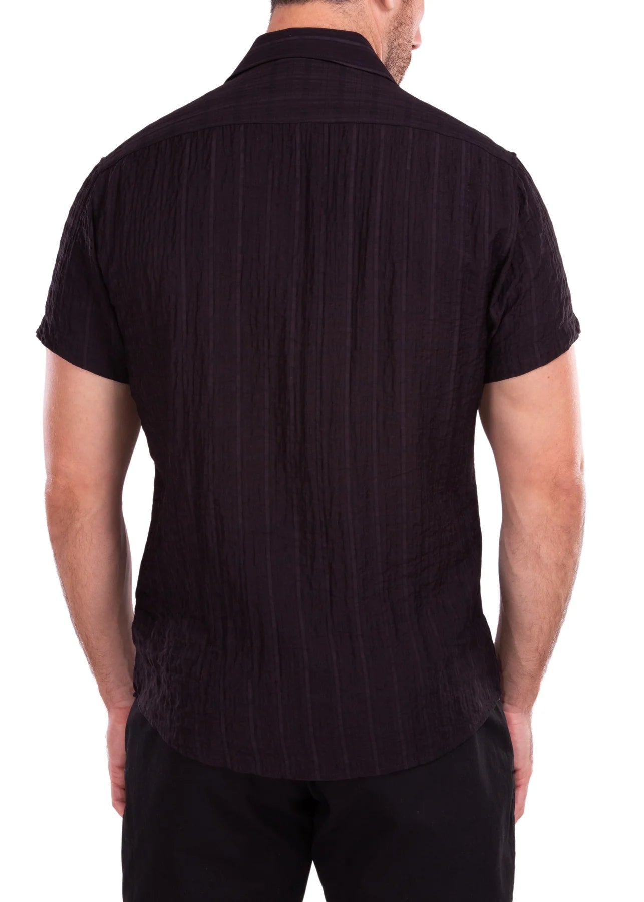 BeSpoke Collection Fancy Print Short Sleeve-Black - menswear - view 2 | New York Man Suits