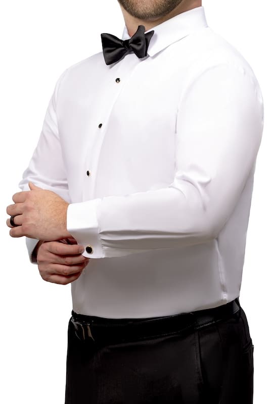 Ted Standford Slim Fit 4 Way Stretch Tuxedo Shirt-White - tuxedo - view 2 | New York Man Suits