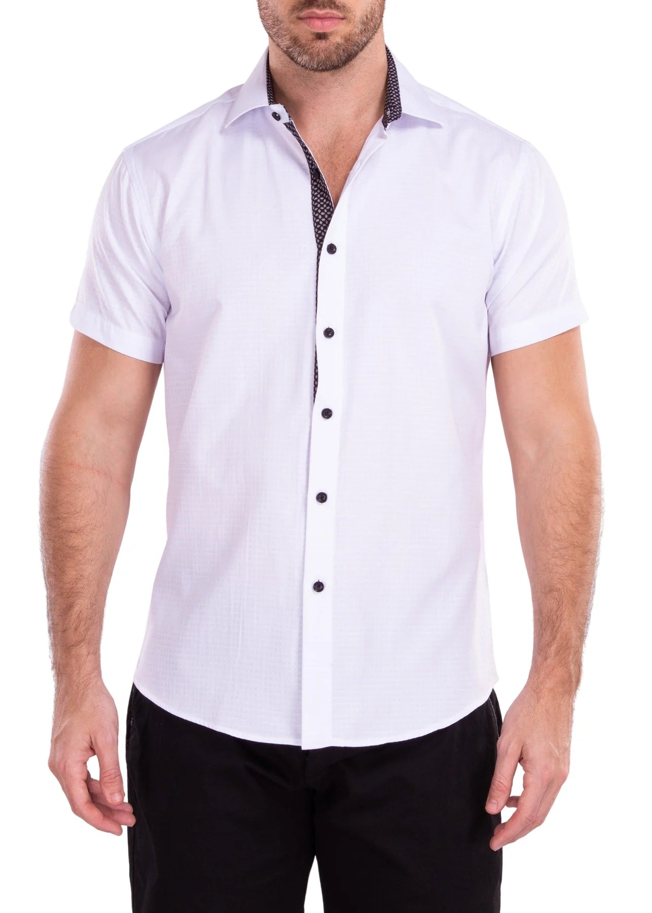 BeSpoke COLLECTION Fancy Print SHIRT S/S-White - shirt | New York Man Suits