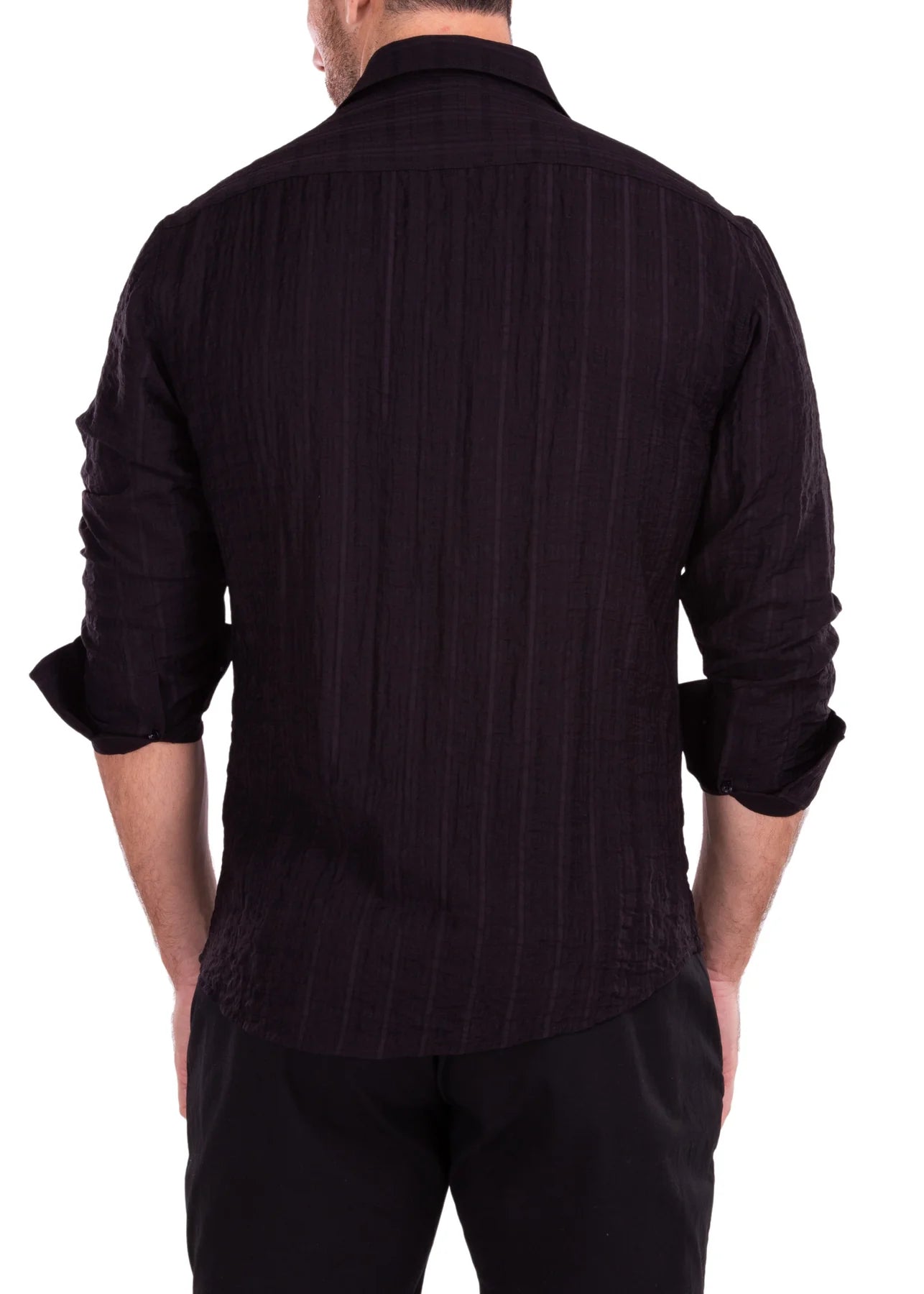 BeSpoke Mens Fancy Wrinkle Look Long Sleeve - Black - menswear - view 2 | New York Man Suits