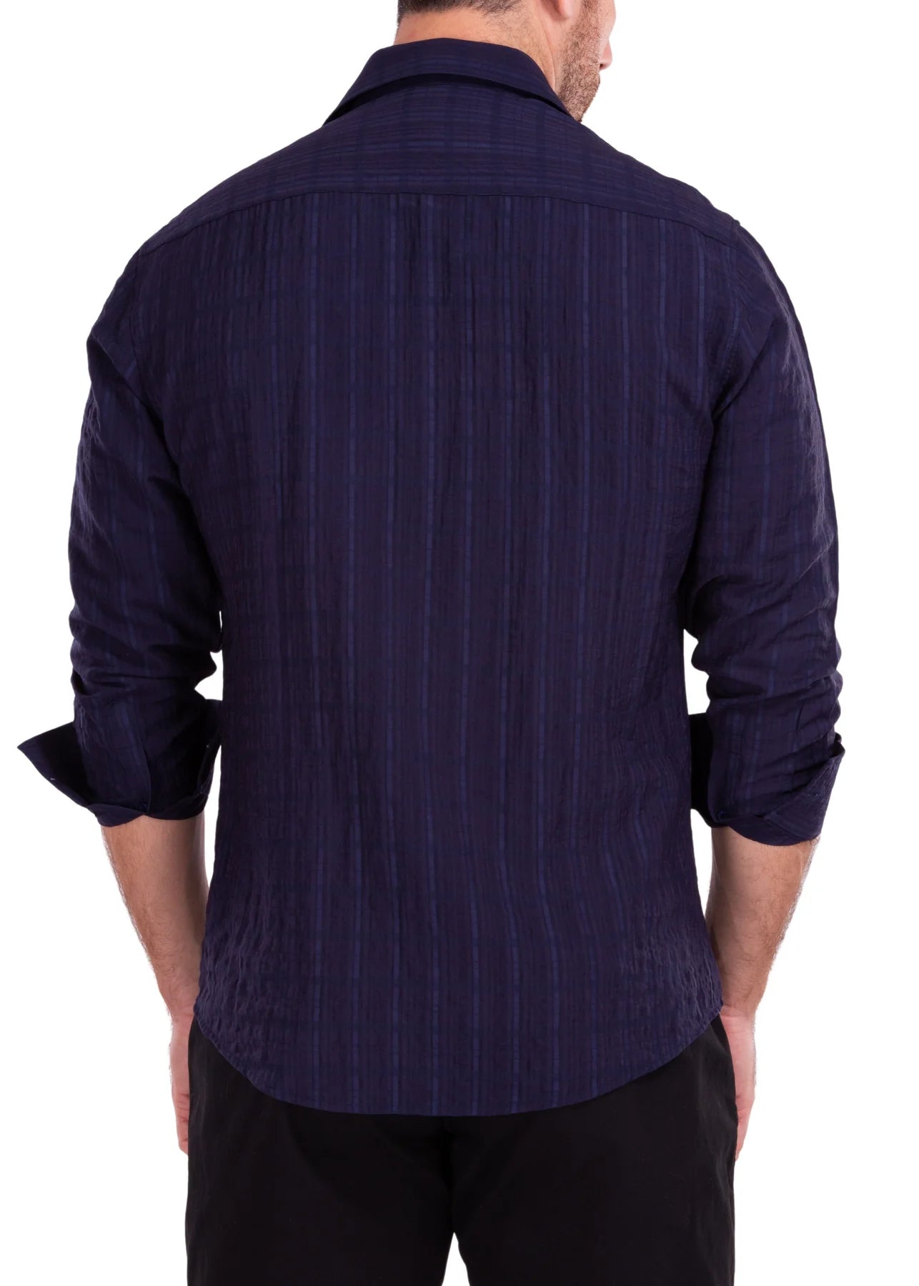 BeSpoke Mens Fancy Wrinkle Look Long Sleeve-Navy - menswear - view 2 | New York Man Suits