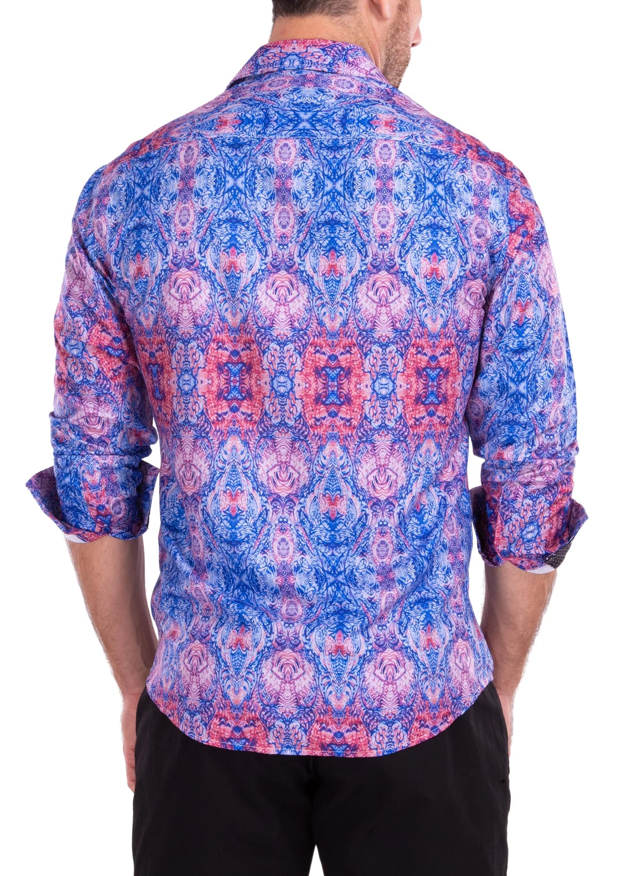 BeSpoke Mens Fancy Print Long Sleeve-Blue/Pink - menswear - view 2 | New York Man Suits