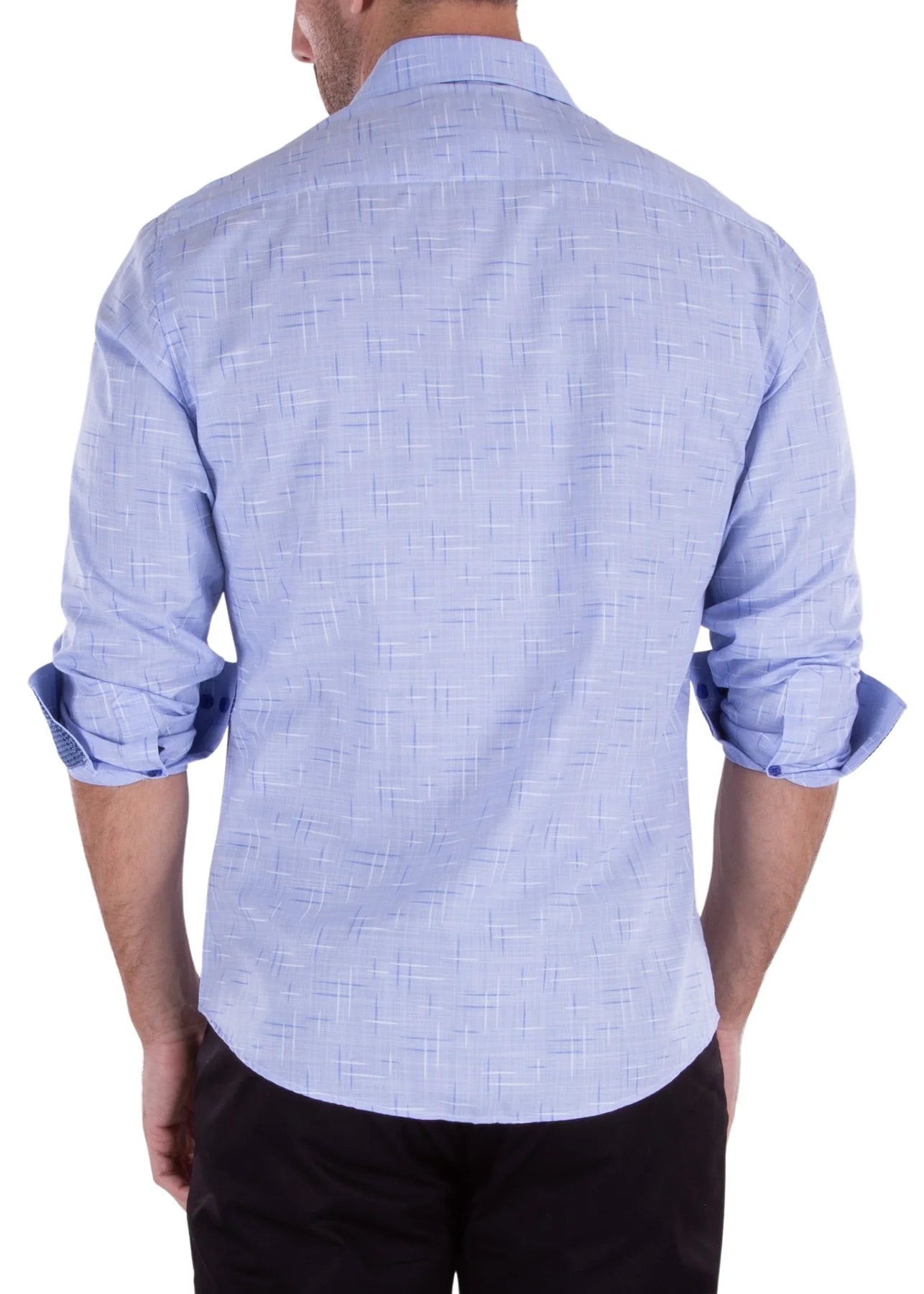 BeSpoke Men's Cotton Fancy Print Long Sleeve - Blue - menswear - view 2 | New York Man Suits