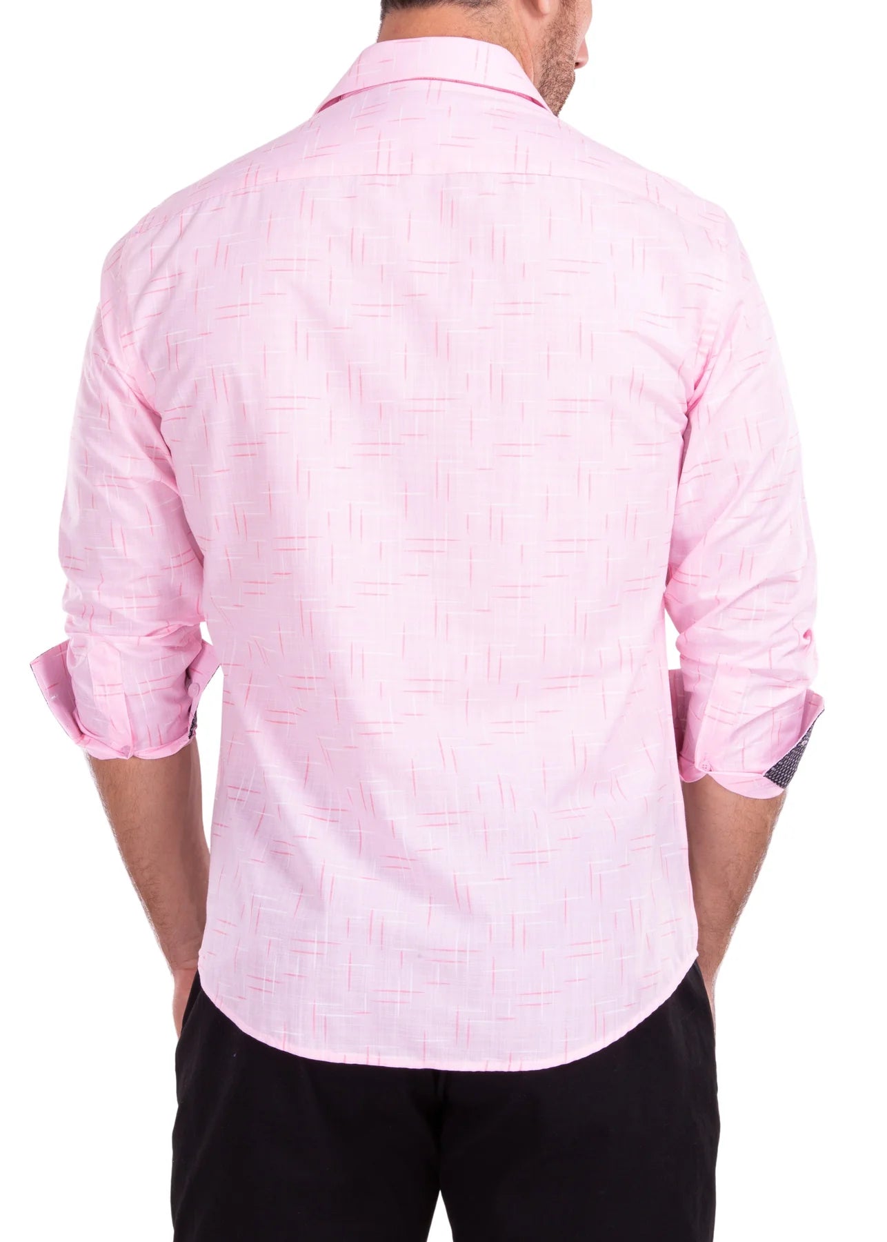 BeSpoke Mens 100^ Cotton Fancy Print Long Sleeve-Pink - menswear - view 2 | New York Man Suits