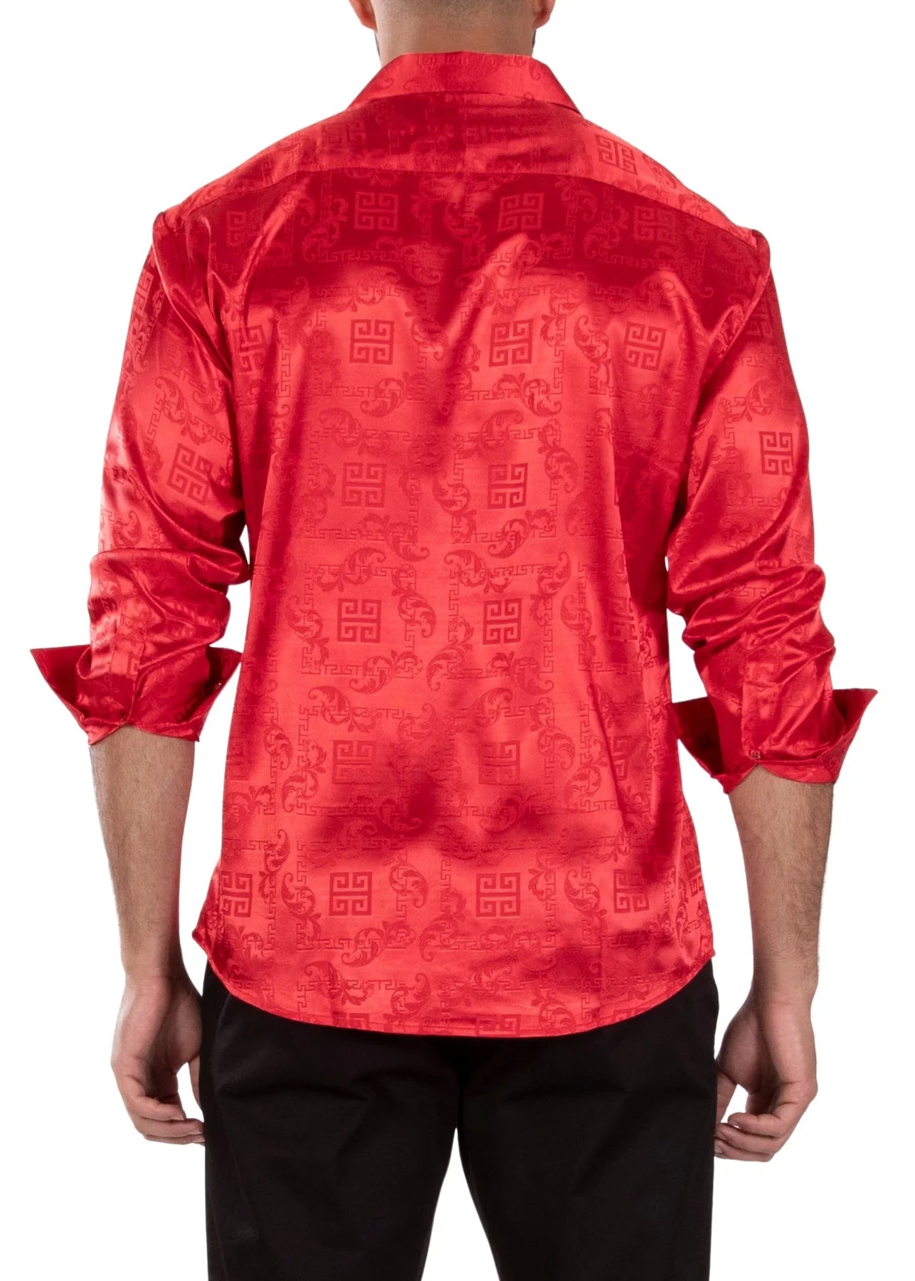 BeSpoke Mens Fancy Silk Feel Long Sleeve-Red - menswear - view 2 | New York Man Suits