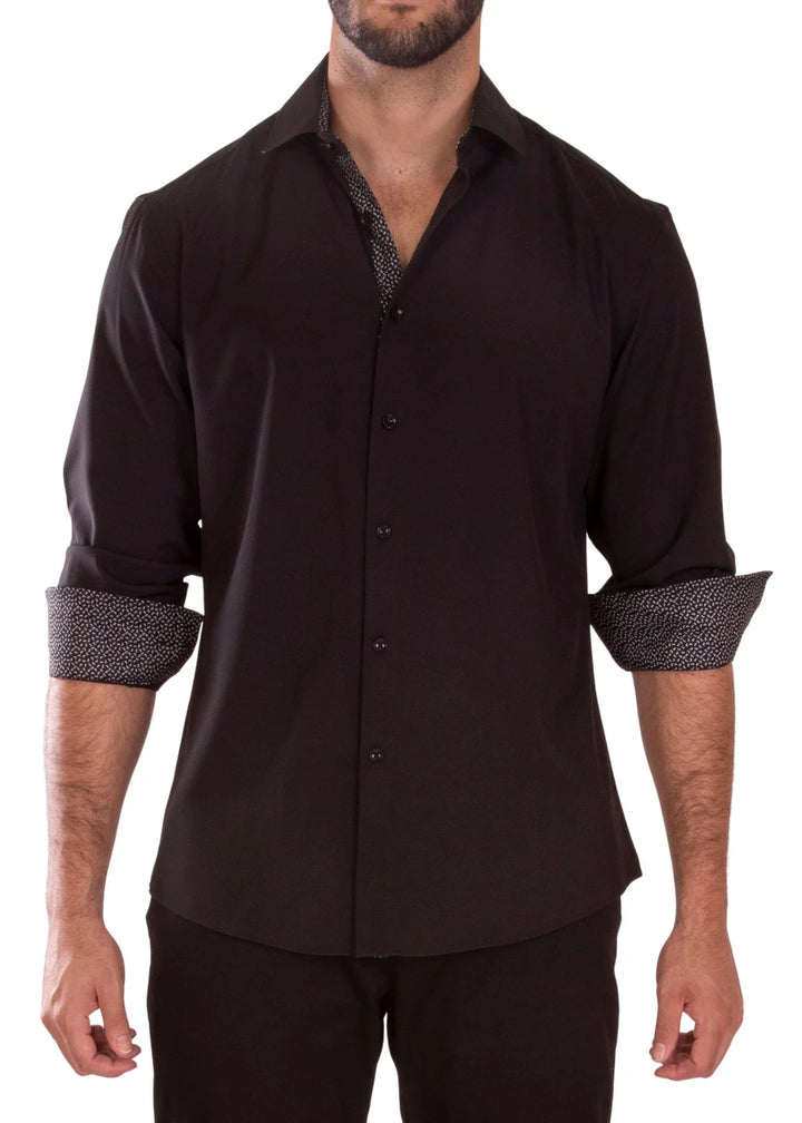 BeSpoke Mens Fancy Stretch Fabric Long Sleeve - Black