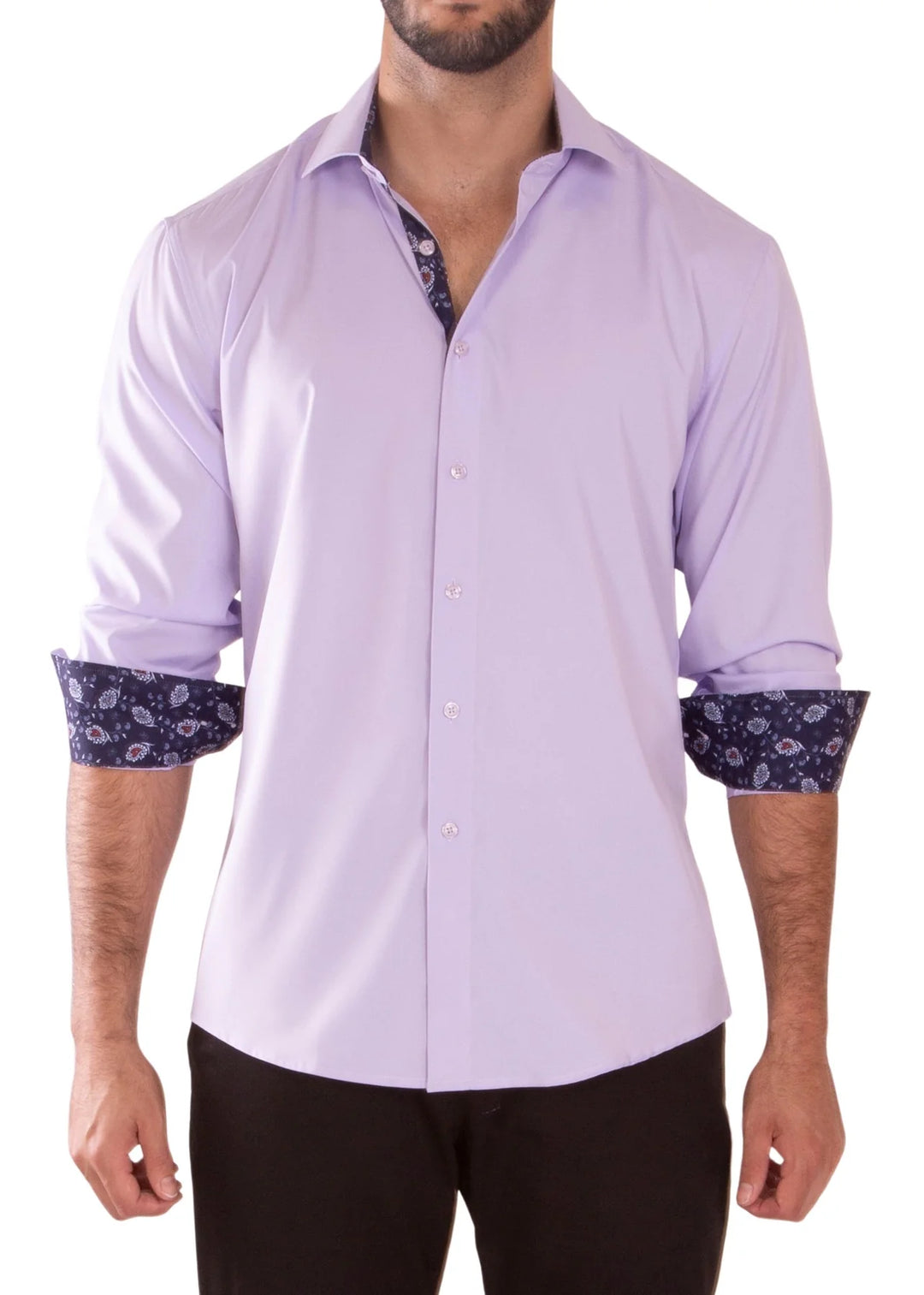 BeSpoke Mens Fancy Stretch Fabric Long Sleeve - Lilac