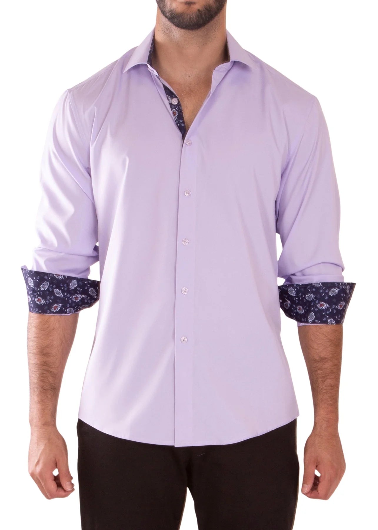 BeSpoke Mens Fancy Stretch Fabric Long Sleeve - Lilac - menswear | New York Man Suits