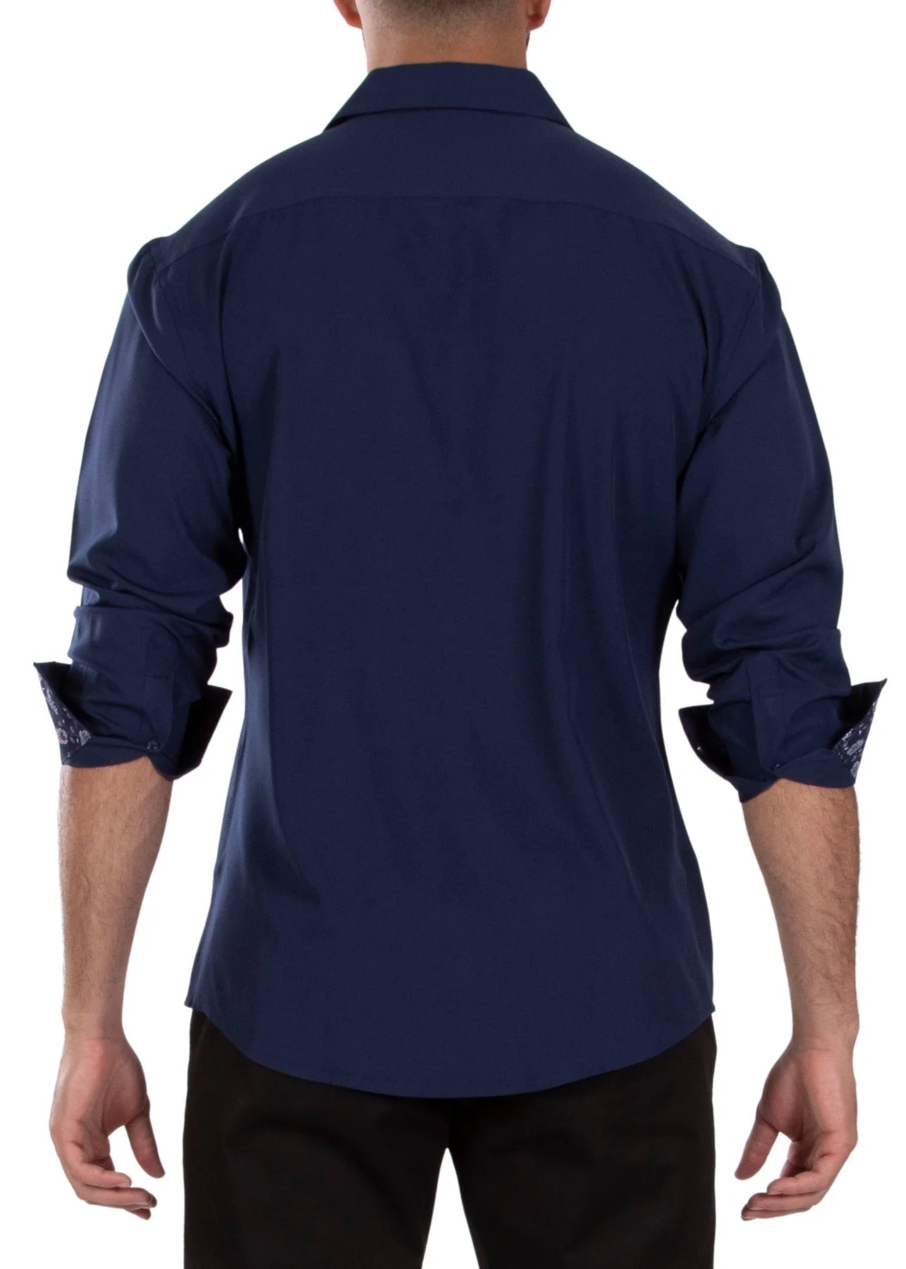 BeSpoke Mens Fancy Stretch Cotton Fabric Long Sleeve - Navy - menswear - view 2 | New York Man Suits