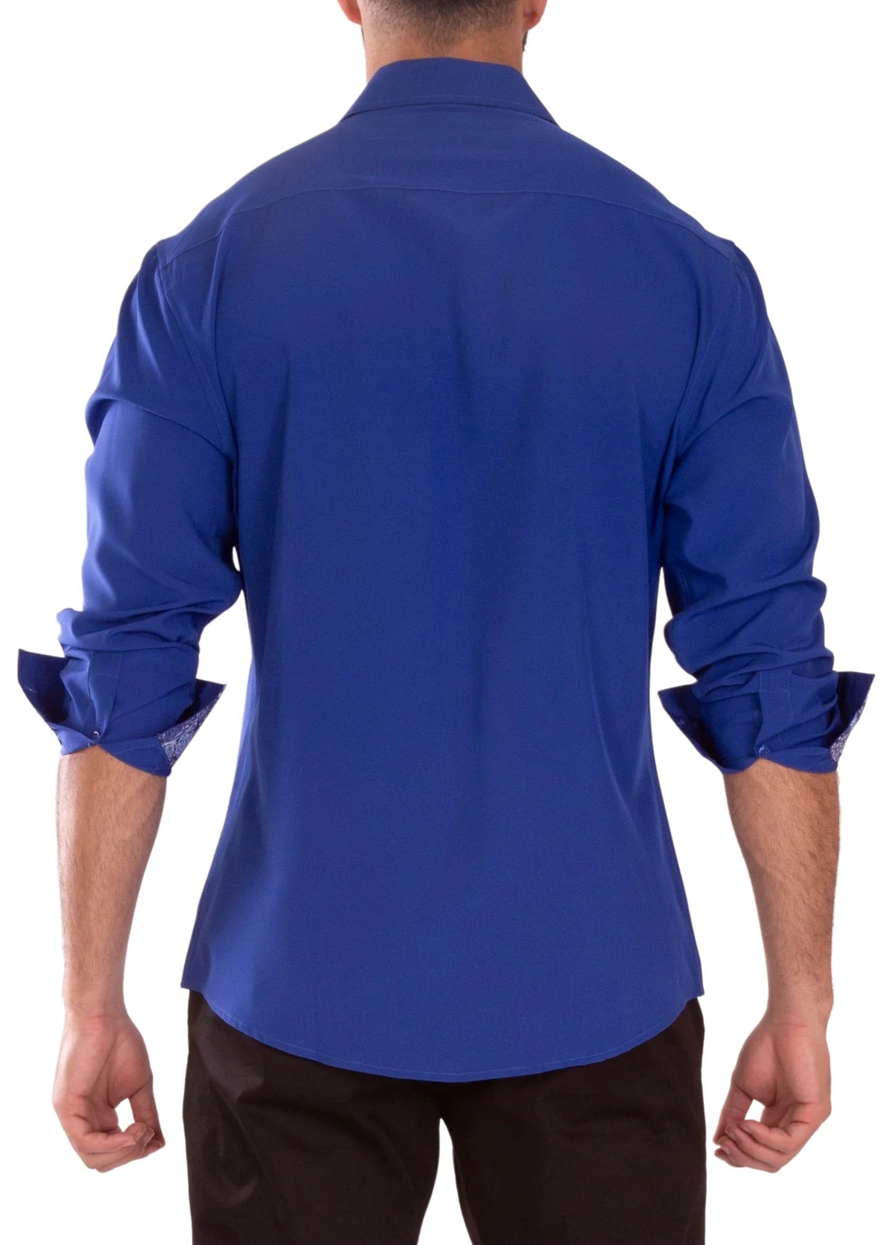 BeSpoke Mens Fancy Stretch Fabric Long Sleeve - Royal Blue - menswear - view 2 | New York Man Suits