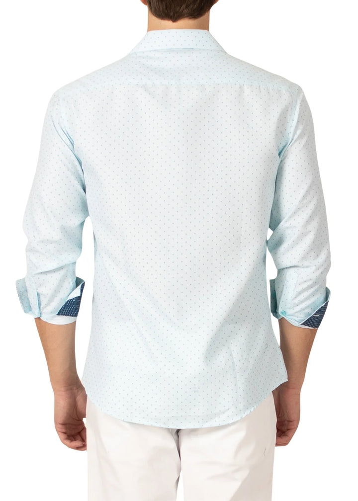 BC Collection Fancy Dotted Print Long Sleeve Shirt- Turquoise