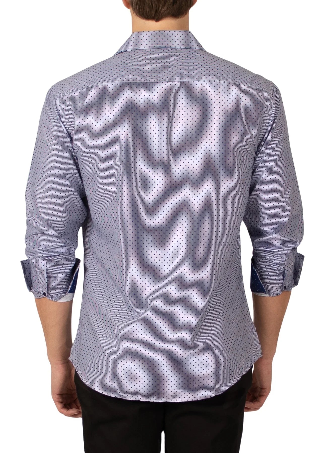 BC Collection Fancy Dotted Print Long Sleeve Shirt - Navy - shirt - view 2 | New York Man Suits