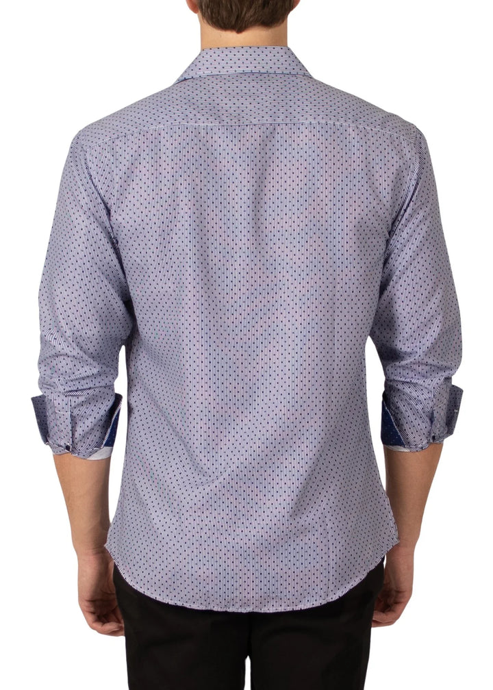 BC Collection Fancy Dotted Print Long Sleeve Shirt - Navy