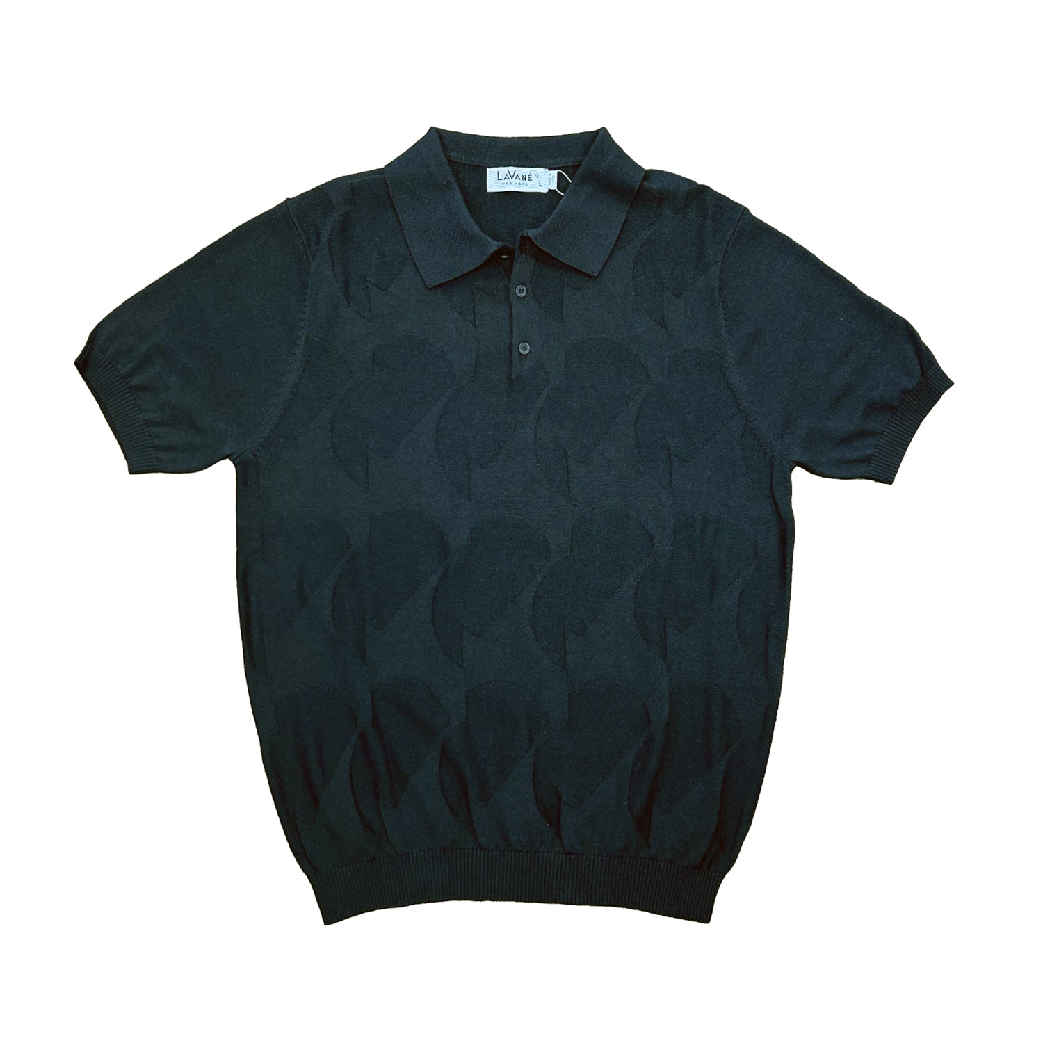 Lavane Short Sleeve Fancy Polo Shirt - Black - pants | New York Man Suits