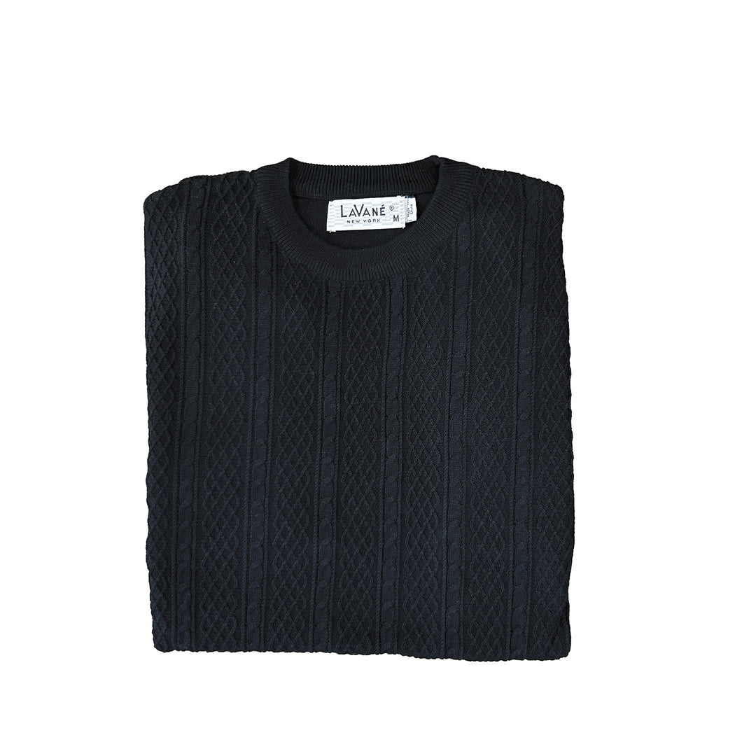 Lavane Fancy Collar Crew Neck Short Sleeve Shirt - Black