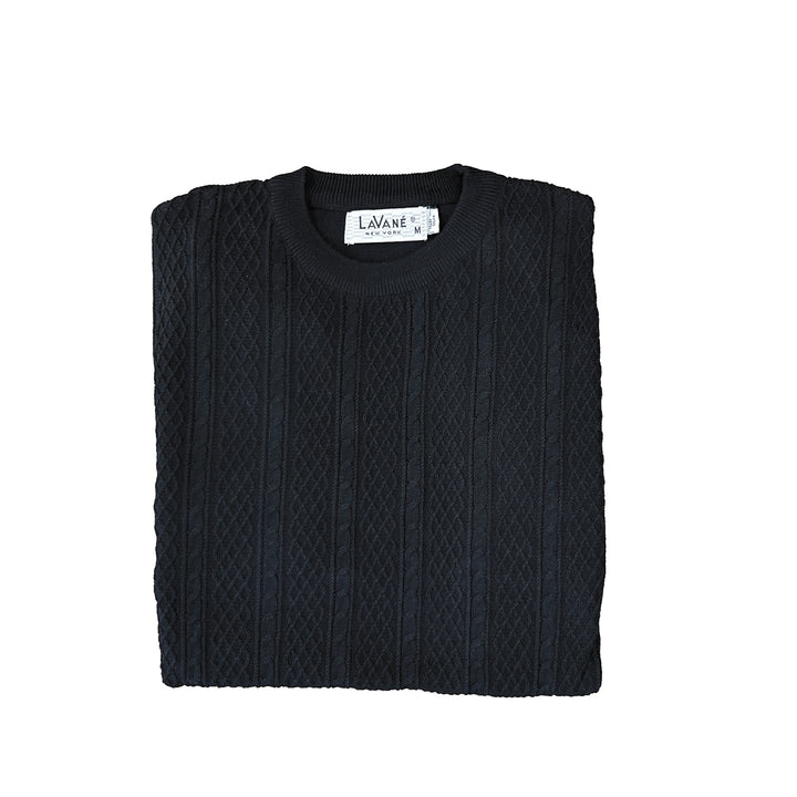 Lavane Fancy Collar Crew Neck Short Sleeve Shirt - Black