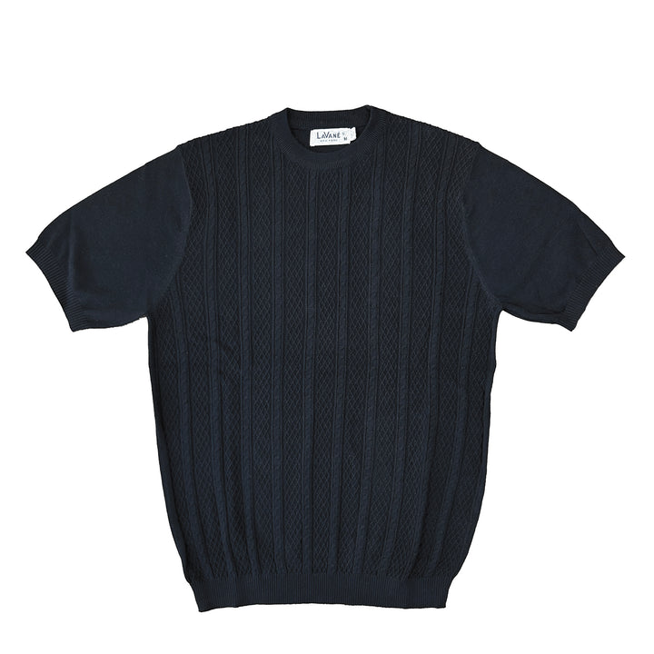 Lavane Fancy Collar Crew Neck Short Sleeve Shirt - Black