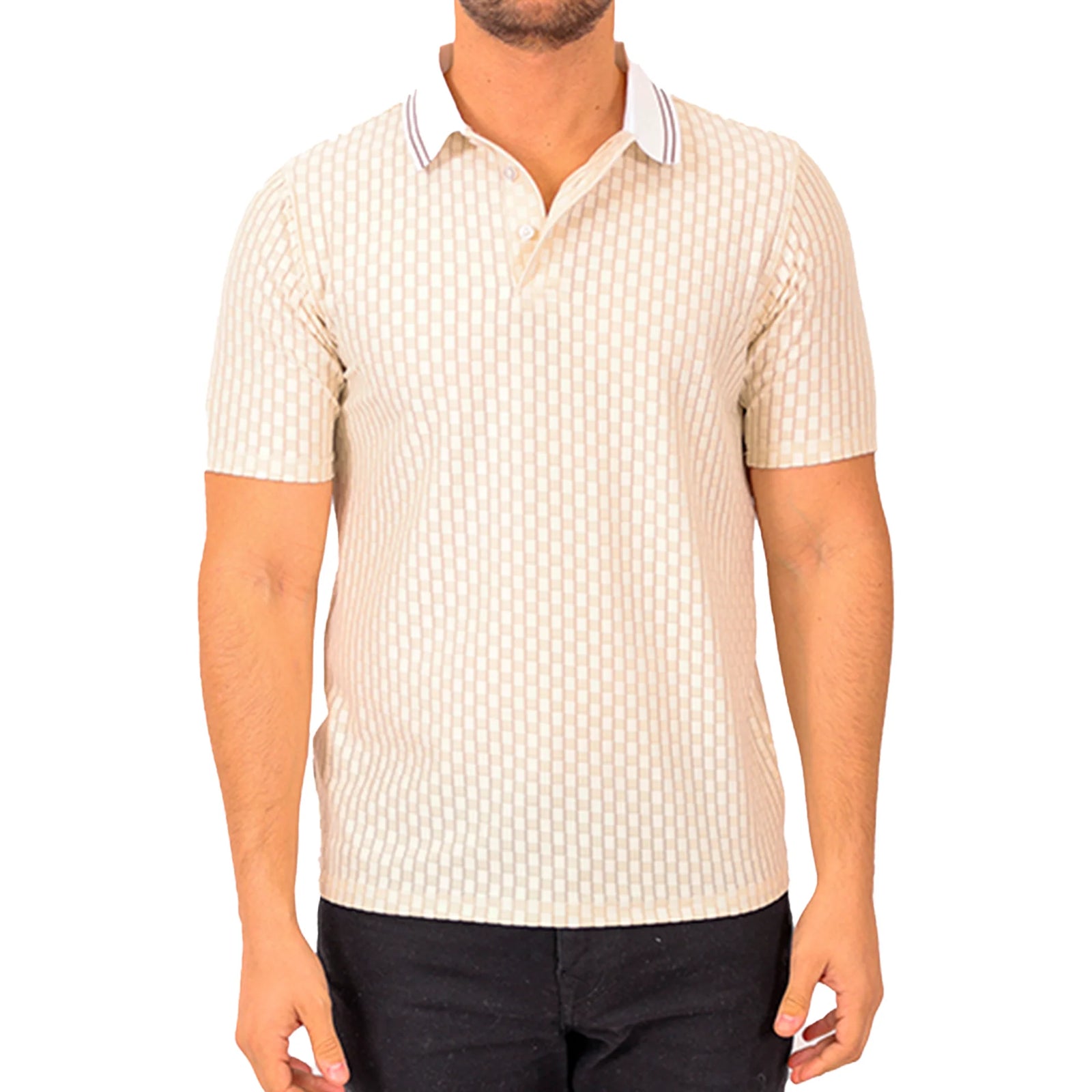 BeSpoke Collection Light Weight Polo Style SHIRT S/S-Tan - shirt - view 2 | New York Man Suits