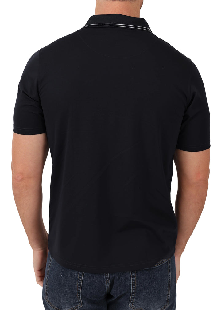 Men's Black Polo Shirt with White Collar Trim – Bespoke Moda Collection