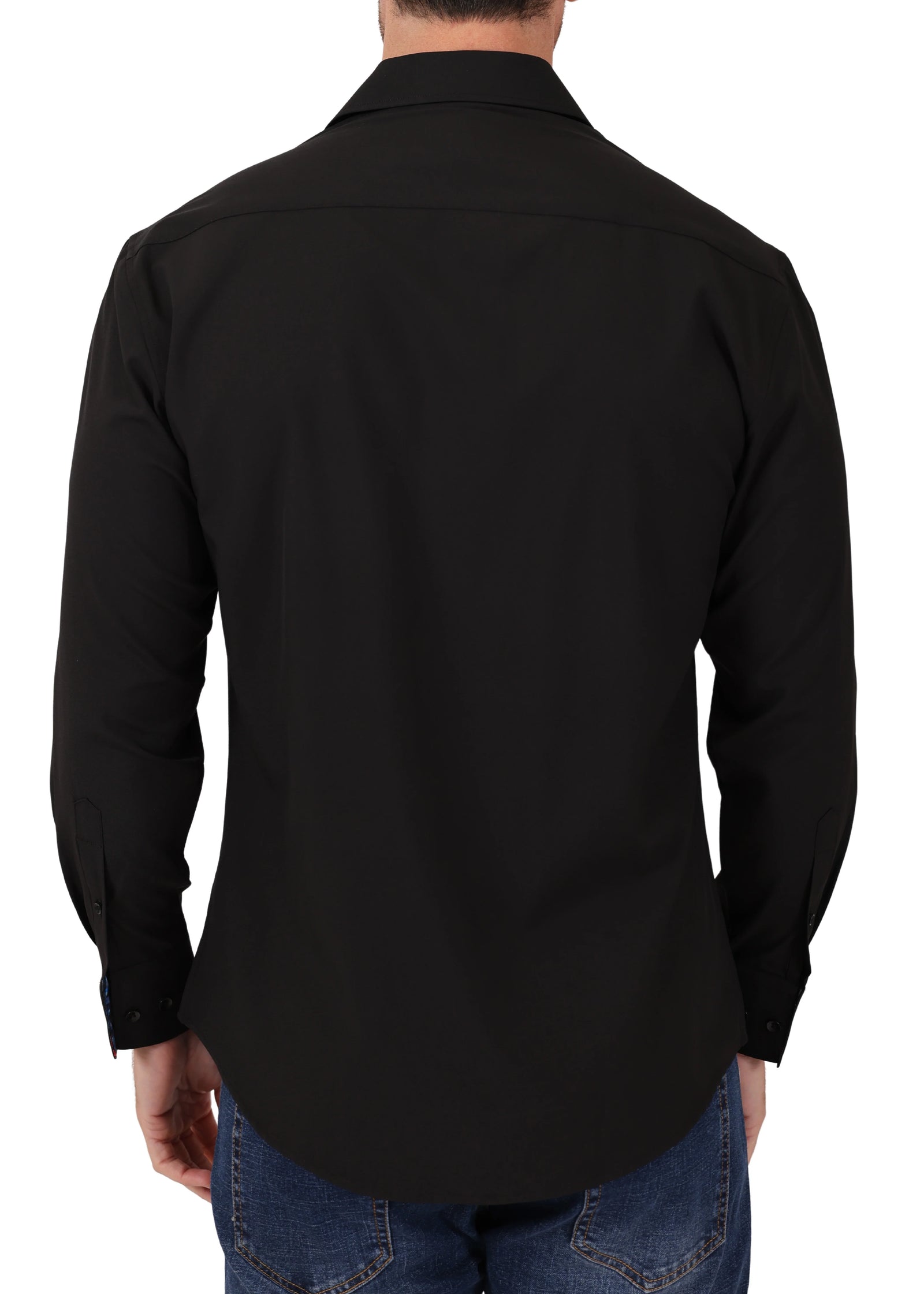BeSpoke Mens Stretch Fabric Long Sleeve-Black - menswear - view 2 | New York Man Suits