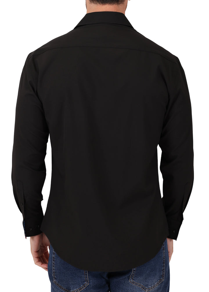 BeSpoke Mens Stretch Fabric Long Sleeve-Black