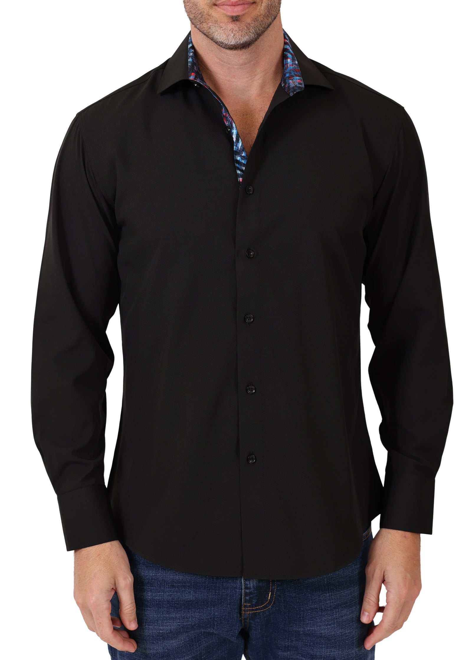 BeSpoke Mens Stretch Fabric Long Sleeve-Black - menswear | New York Man Suits