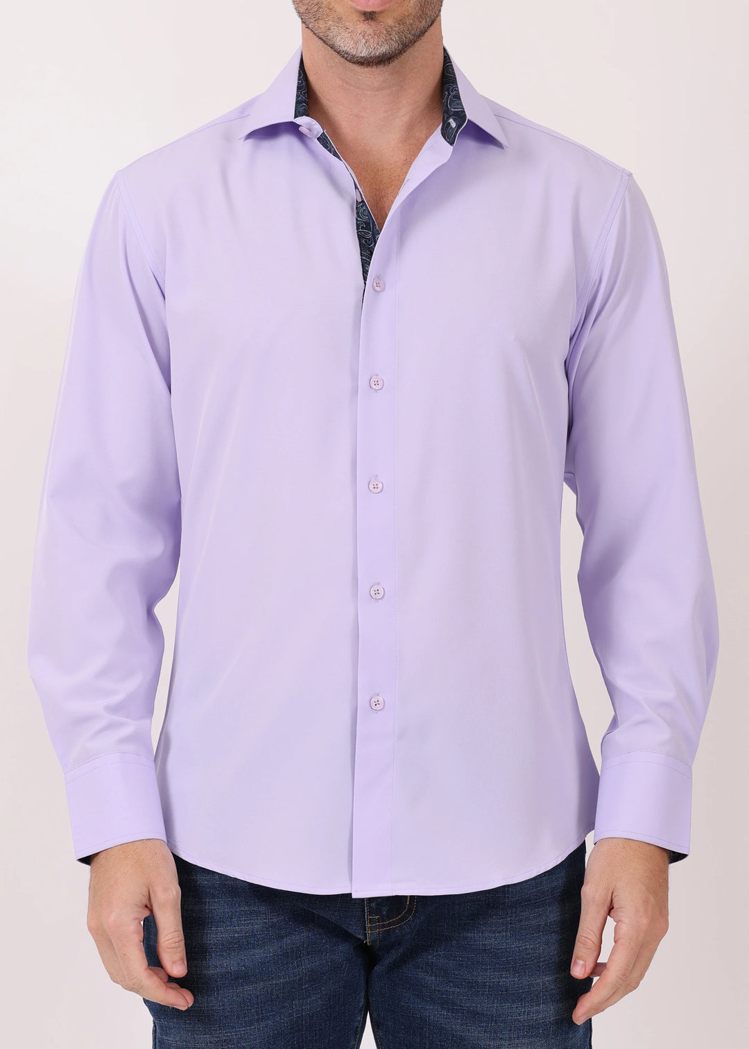 BeSpoke Mens Stretch Fabric Long Sleeve-Lilac