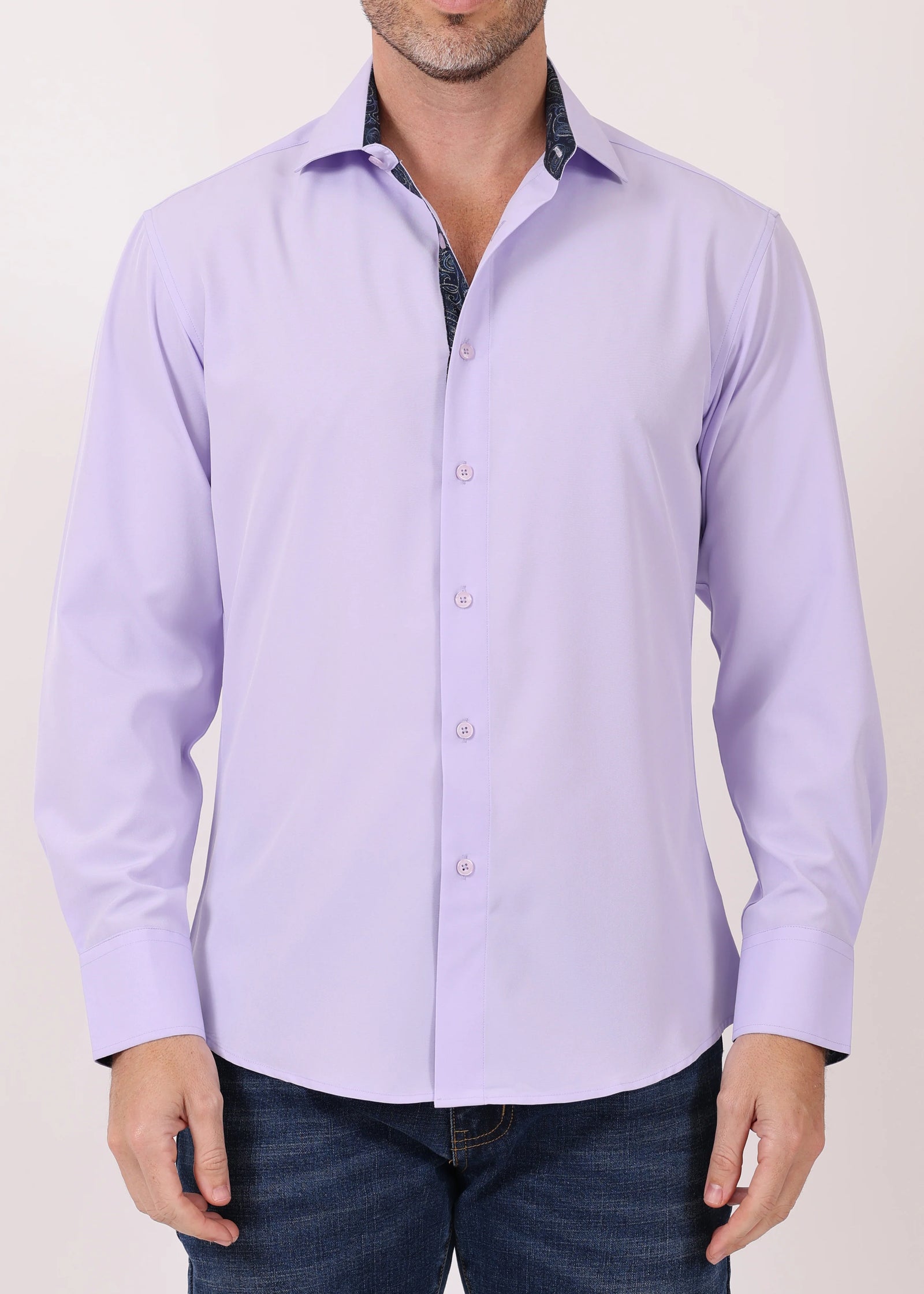 BeSpoke Mens Stretch Fabric Long Sleeve-Lilac - menswear | New York Man Suits