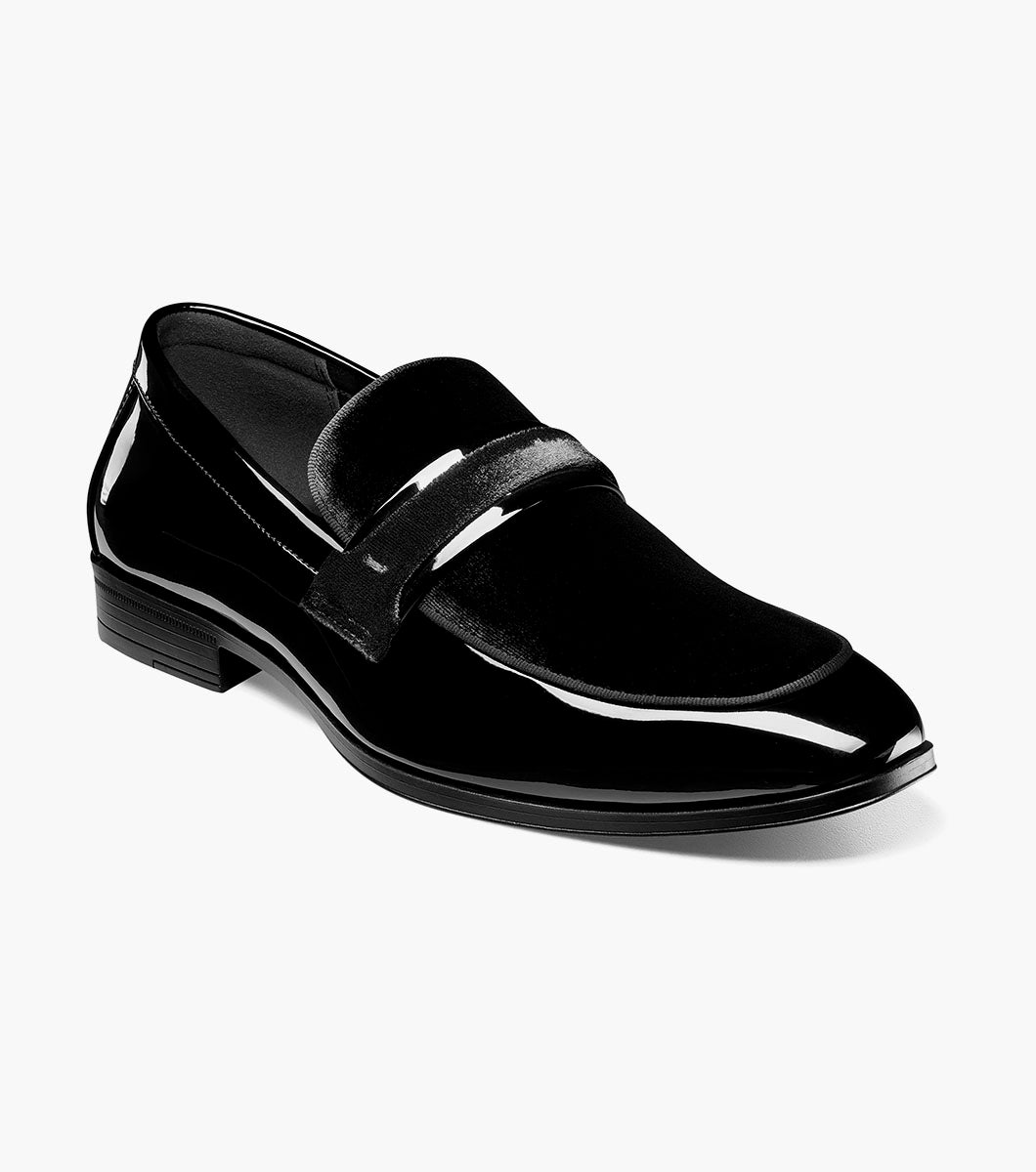 Stacy Adams Spratley Black Velour Moc-Toe Slip-On - front view