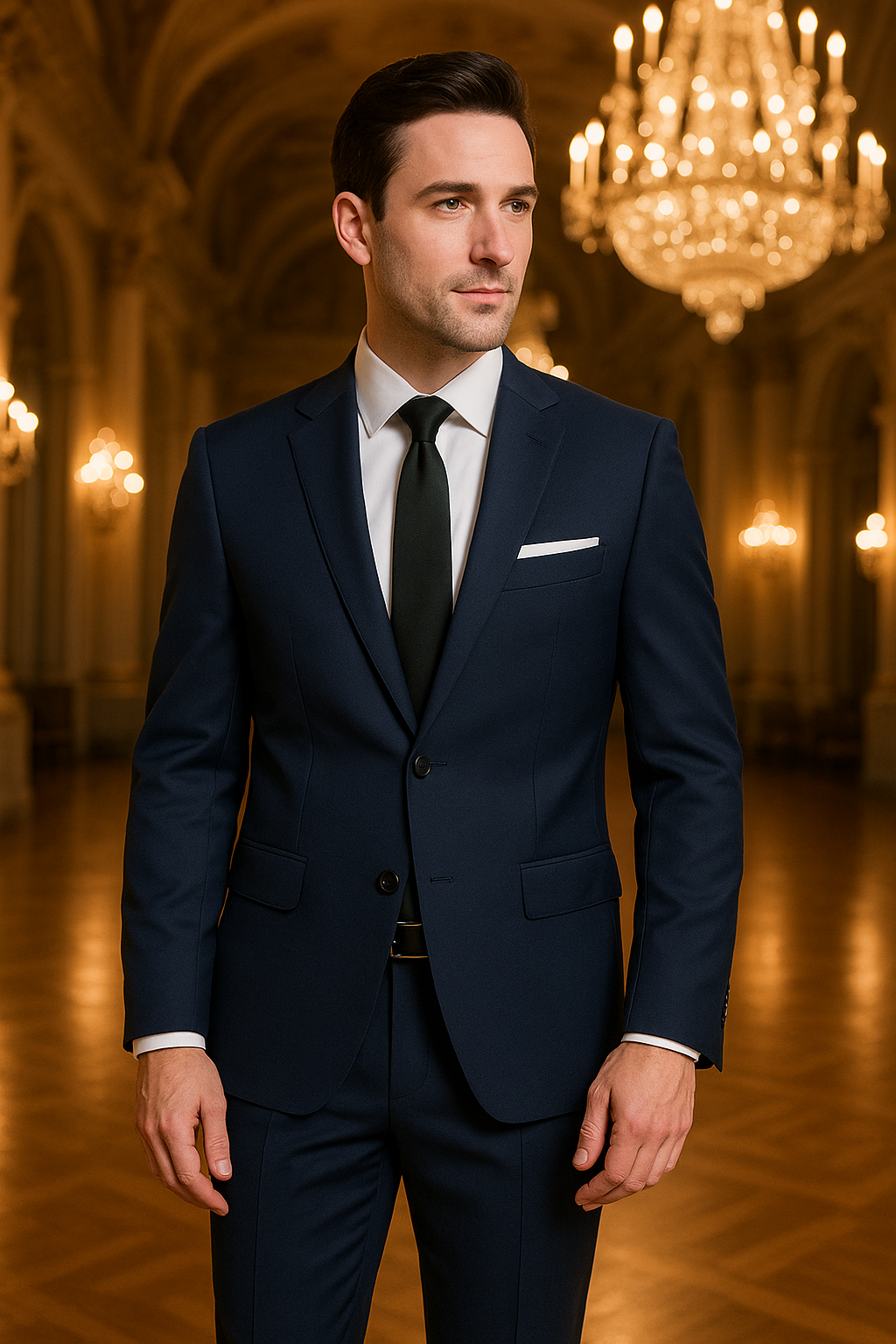 Mantoni 2 Button Modern Fit Wool Suit-Navy